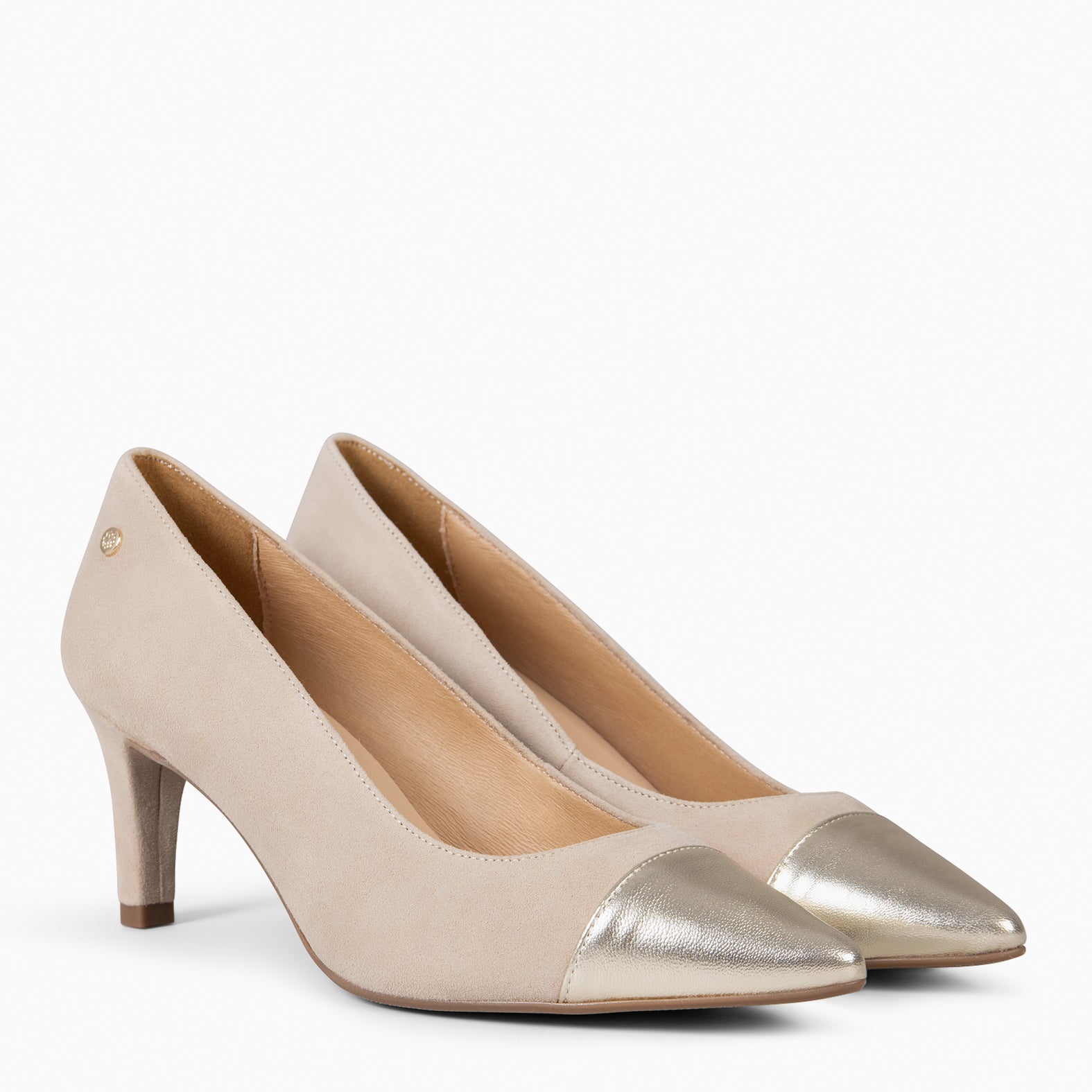 LILLY S - Zapato de tacón con puntera bicolor CAMEL ORO