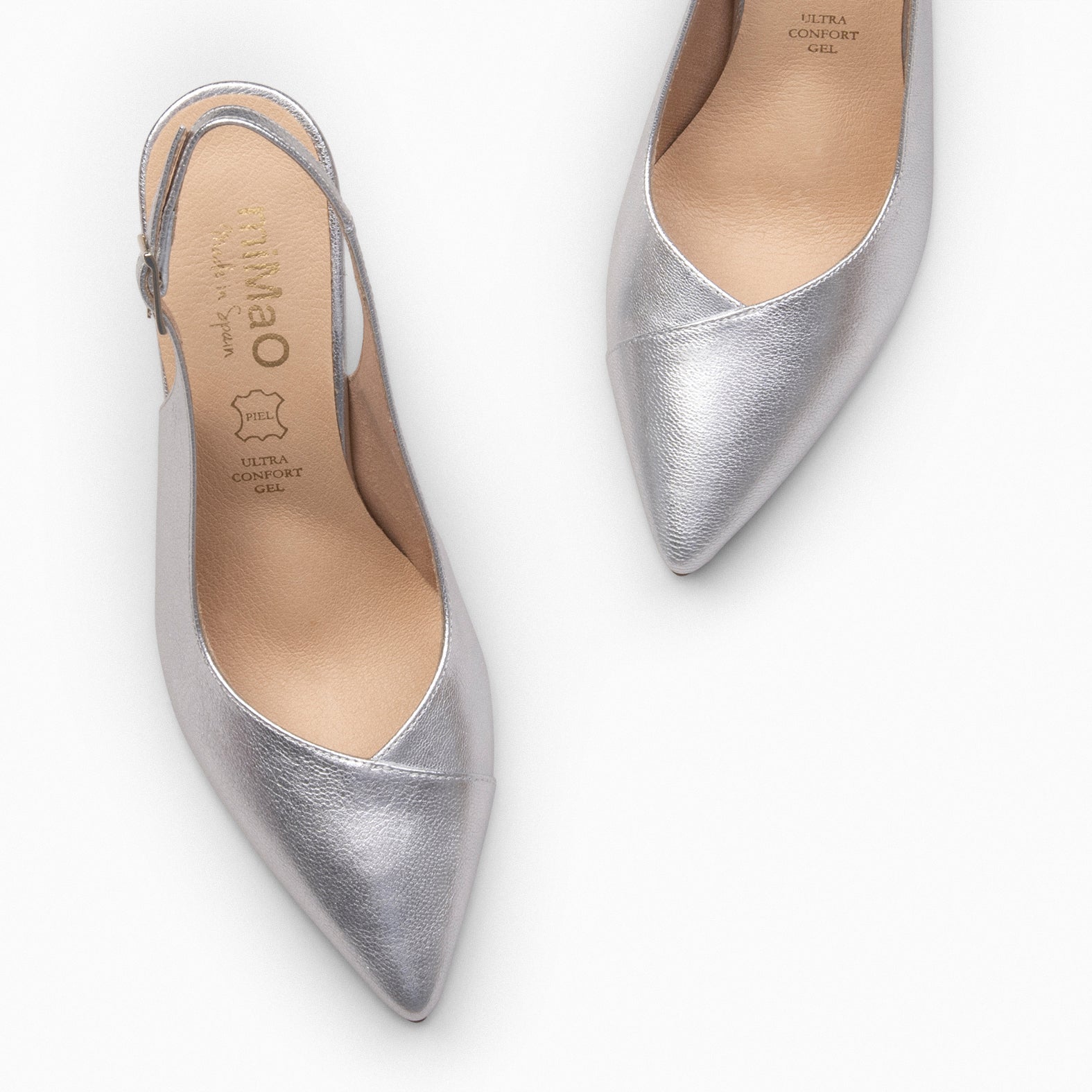 GLAM DESTALONADO - Zapatos de tacón destalonados de napa PLATA - miMaO ®