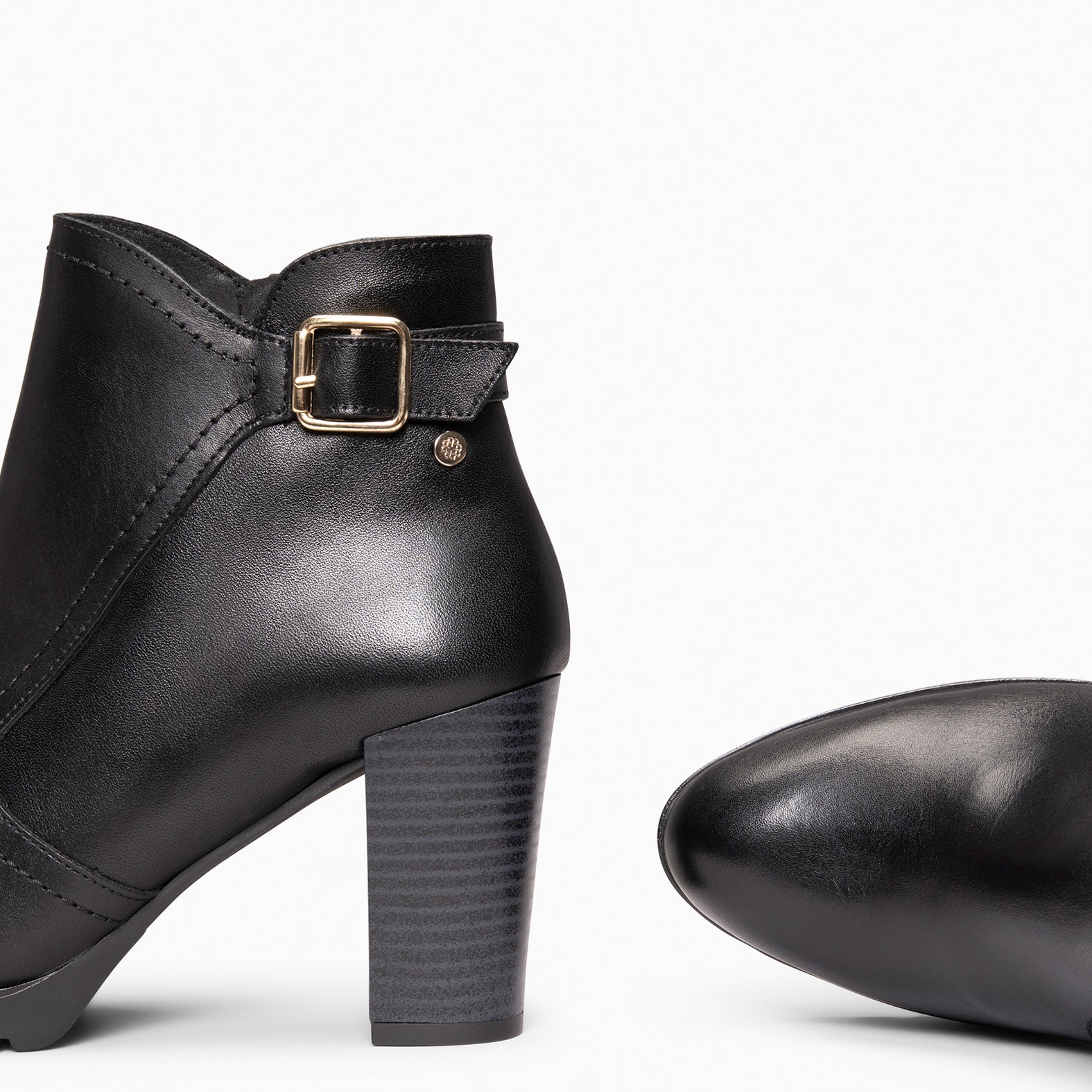 OLI – Botines de tacón alto con hebilla decorativa NEGRO - miMaO ®