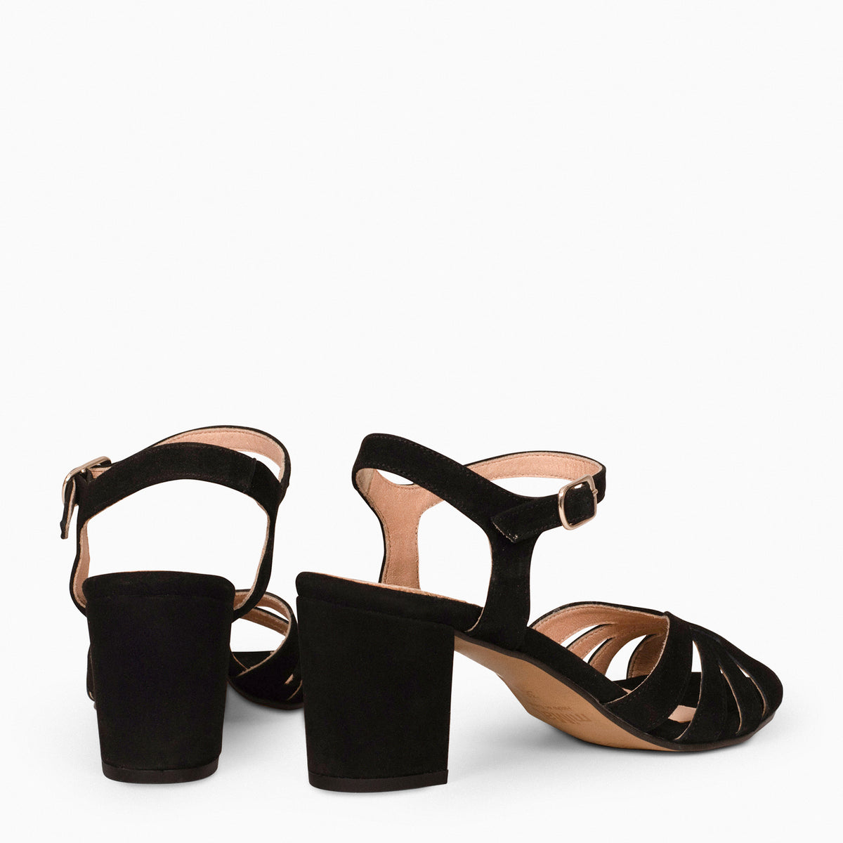 MUSA – Sandalias de Tacón ancho NEGRO