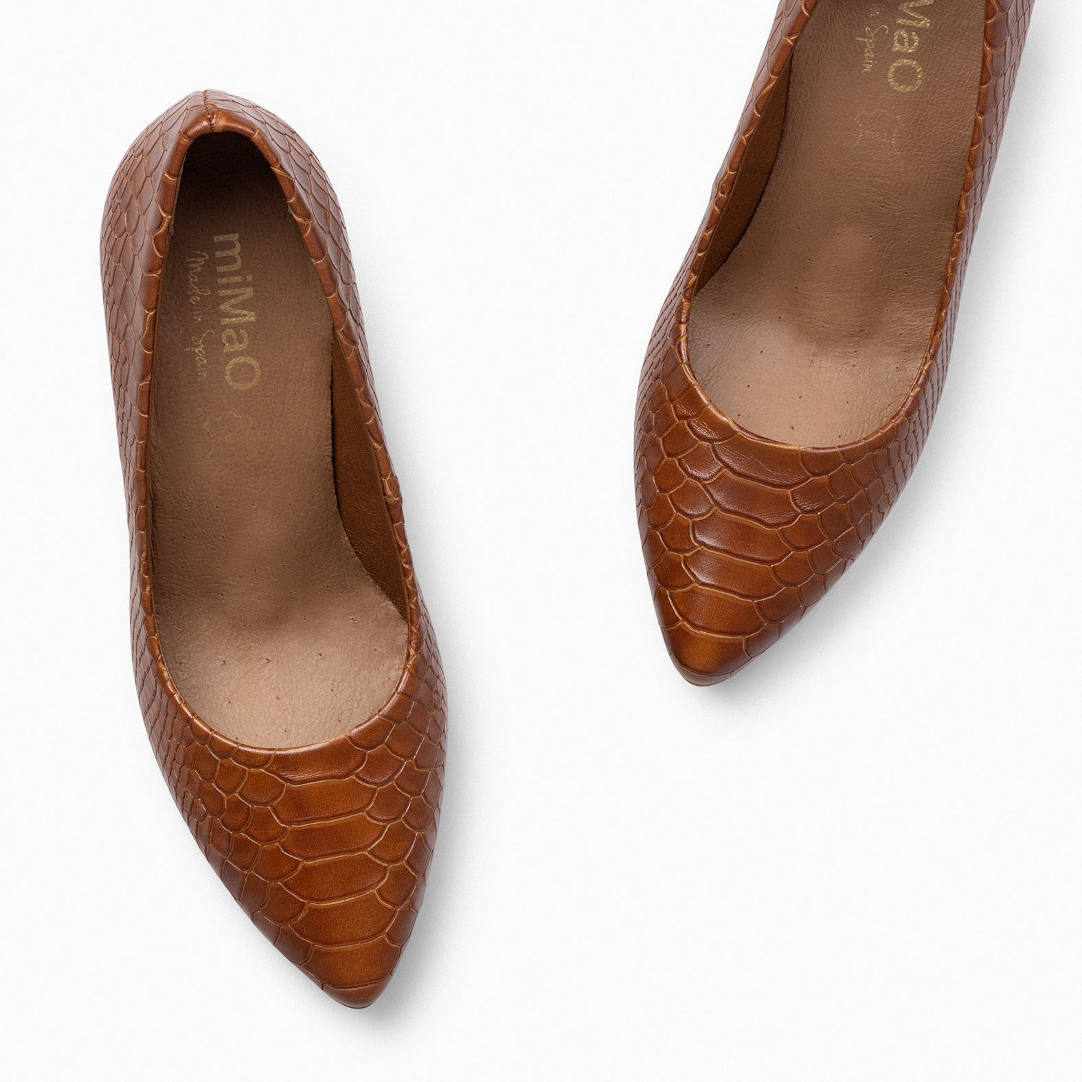 URBAN SAUVAGE - Zapatos de salón con textura de serpiente CAMEL - miMaO ®