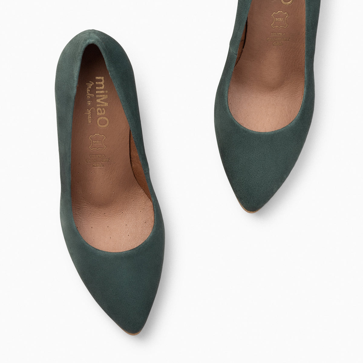 URBAN – Zapatos de tacón alto de ante VERDE BOTELLA