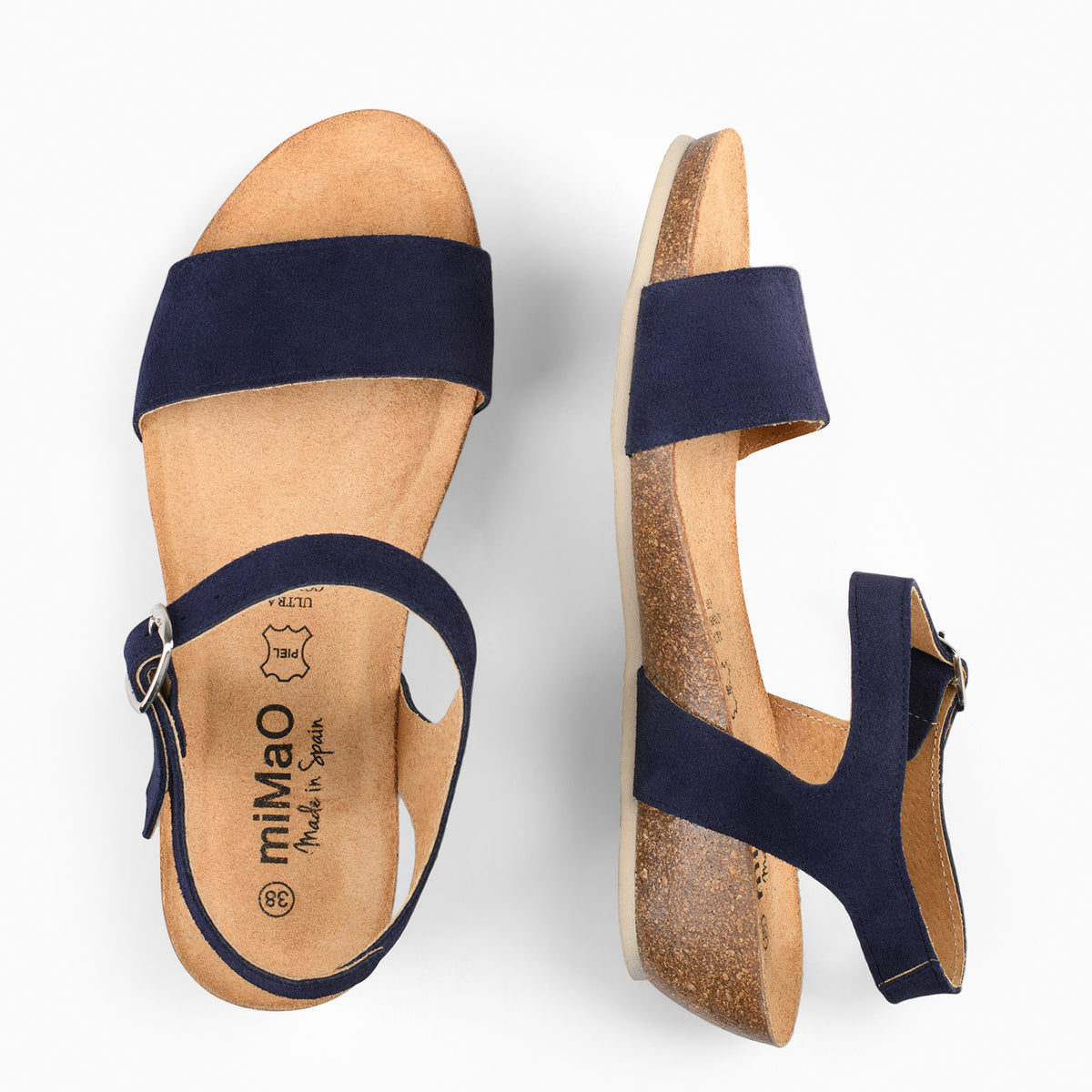 OAK – Sandalias Bio de serraje con cuña AZUL