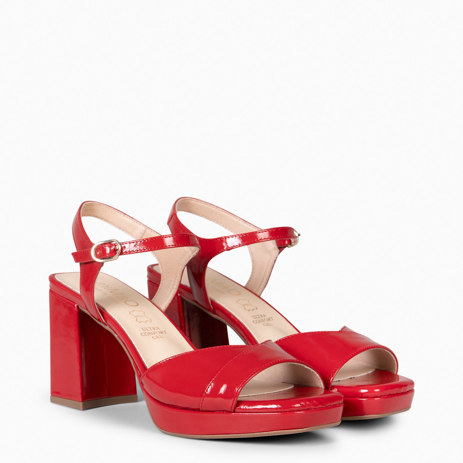 MICHELLE - ZAPATOS DE DE MUJER DE TACÓN ANCHO ROJO - miMaO ®