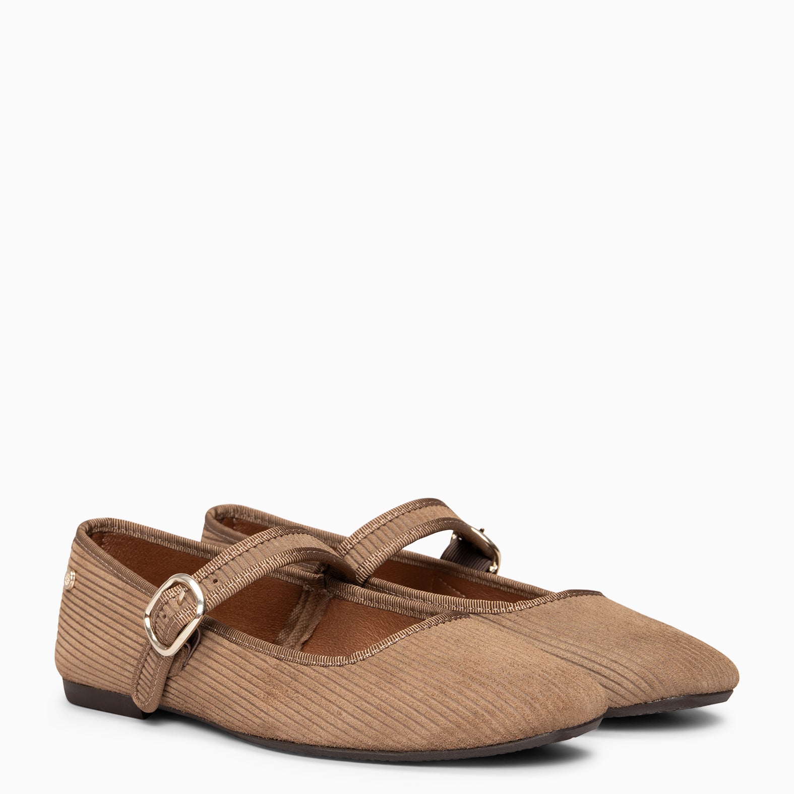 LARA - Merceditas con tira de serraje efecto pana TAUPE - miMaO ®