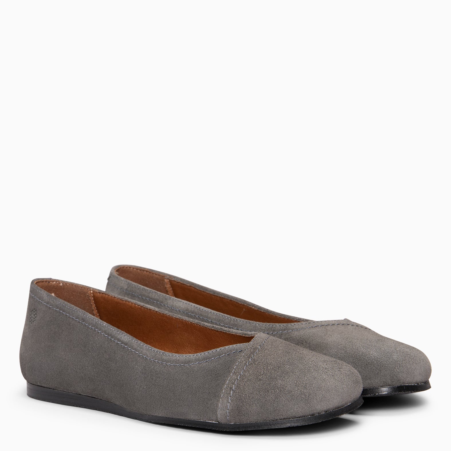 PLUMA - Bailarina baresoft de serraje en GRIS - miMaO ®