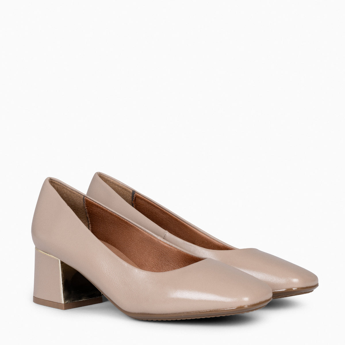 FEMME - Zapatos de tacón con puntera cuadrada de napa TIERRA