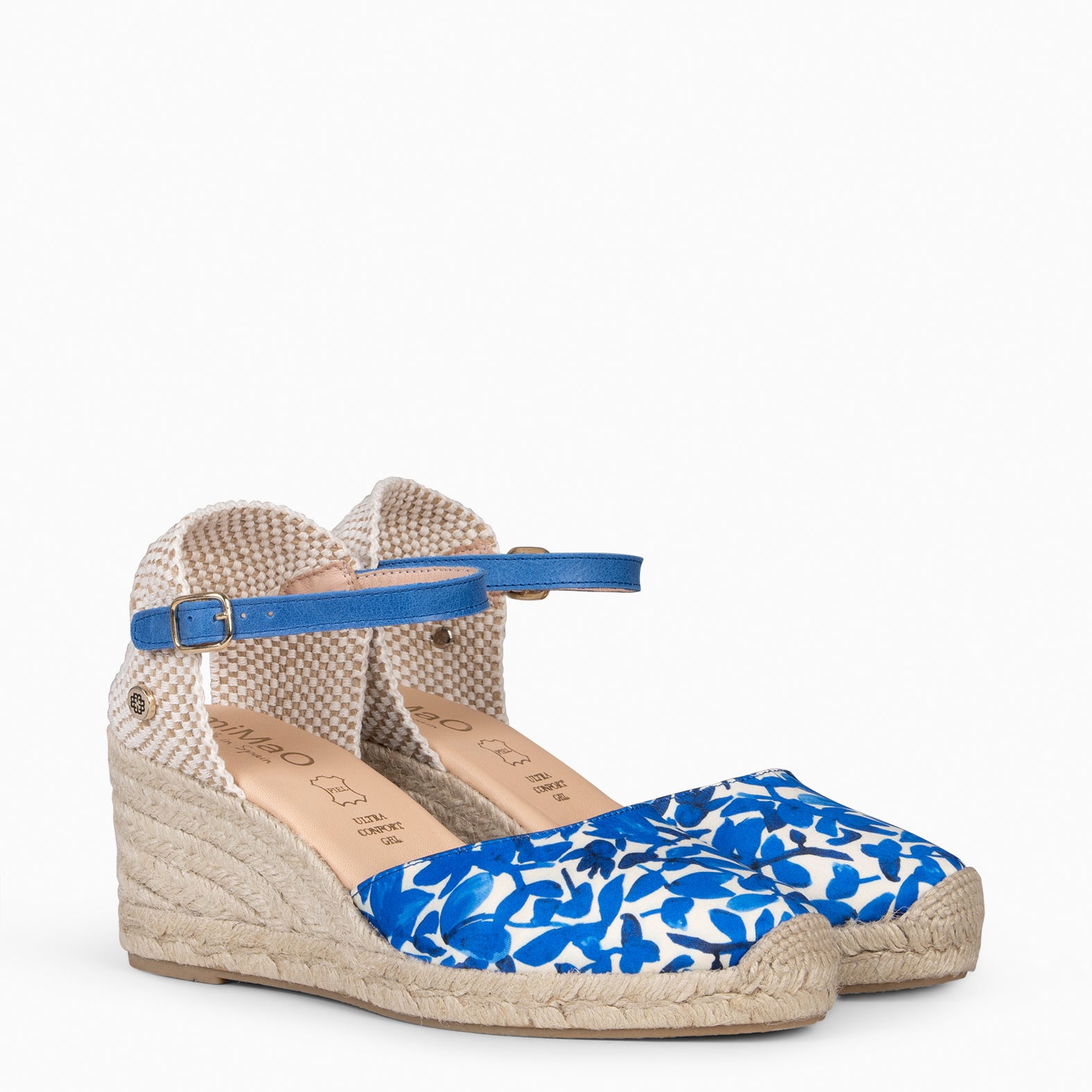 JAMAICA - Cuñas de esparto con estampado de flores AZUL - miMaO ®