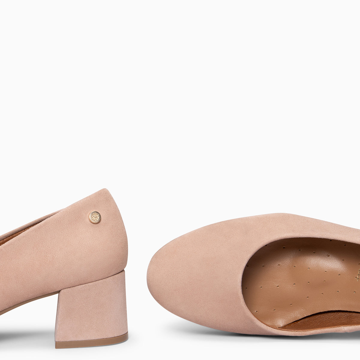 URBAN REDONDO - Zapatos de tacón bajo de ante NUDE