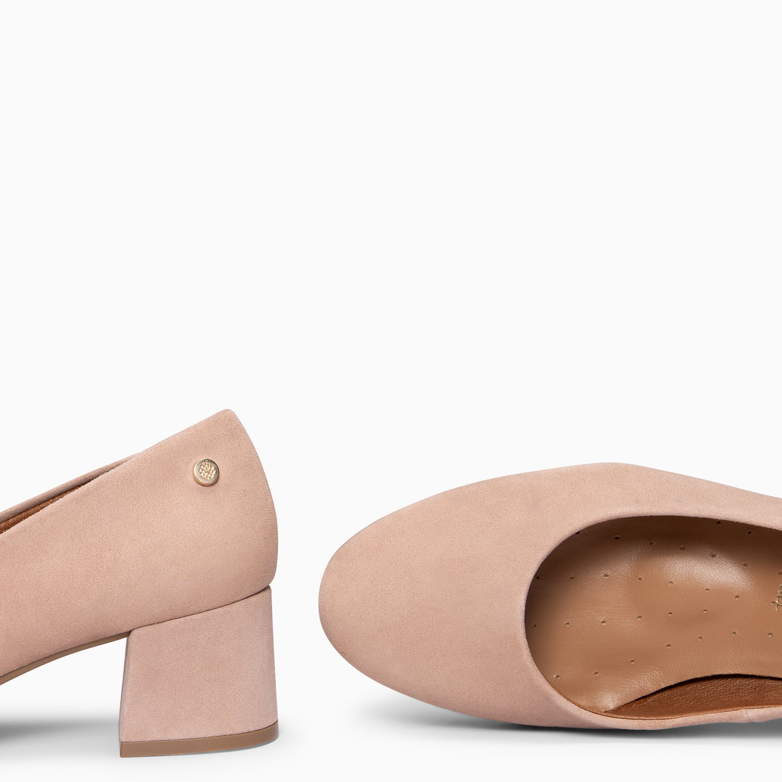 URBAN REDONDO - Zapatos de tacón bajo de ante en NUDE - miMaO ®