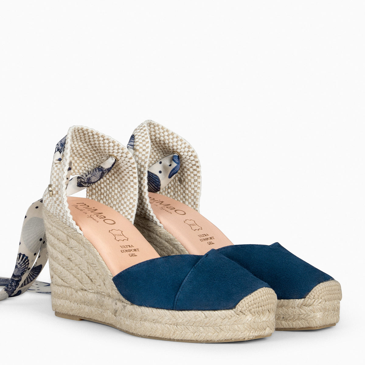ARUBA – Espadrilles à talon BLEU MARINE avec laçage