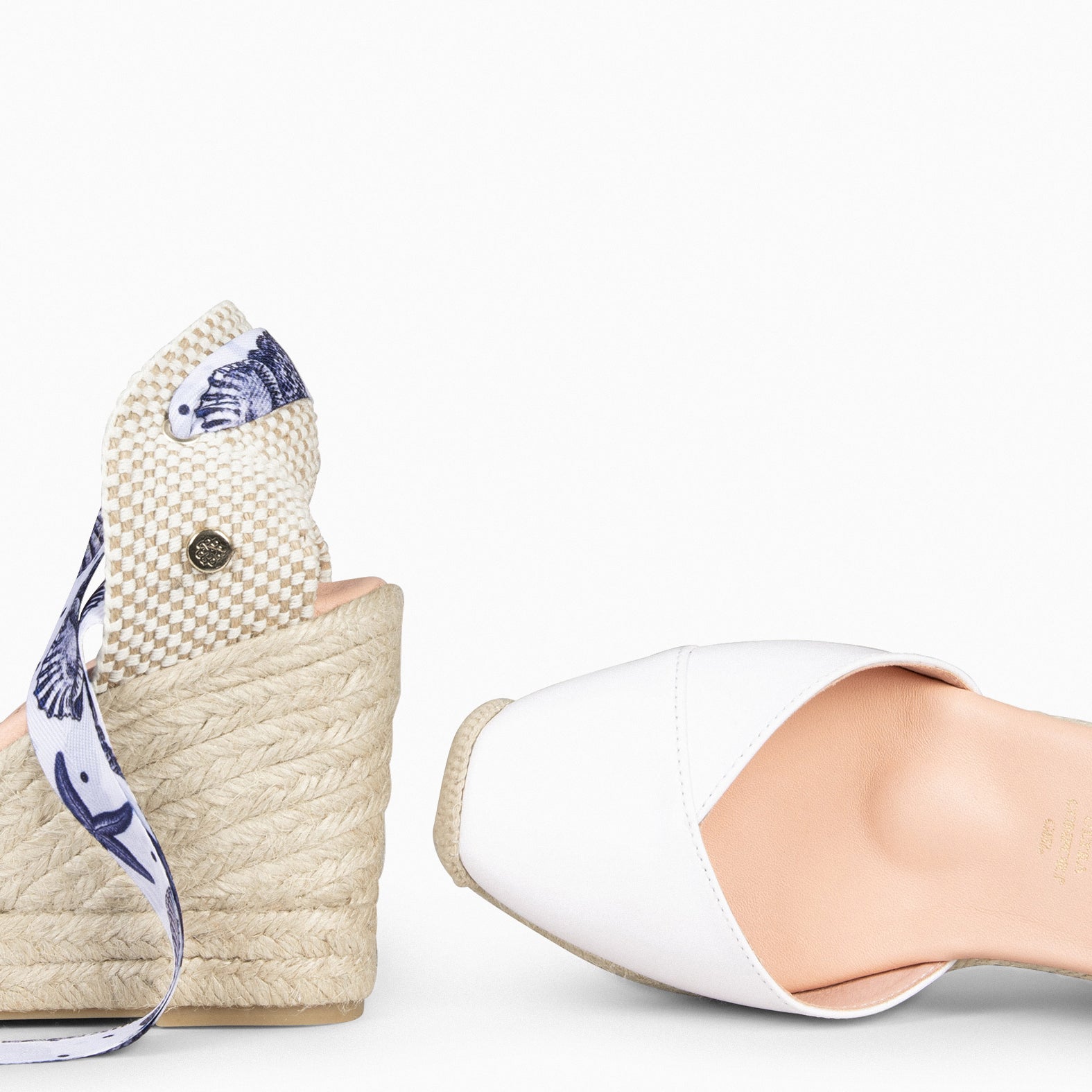 ARUBA – Espadrilles à talon BLANC avec laçage 