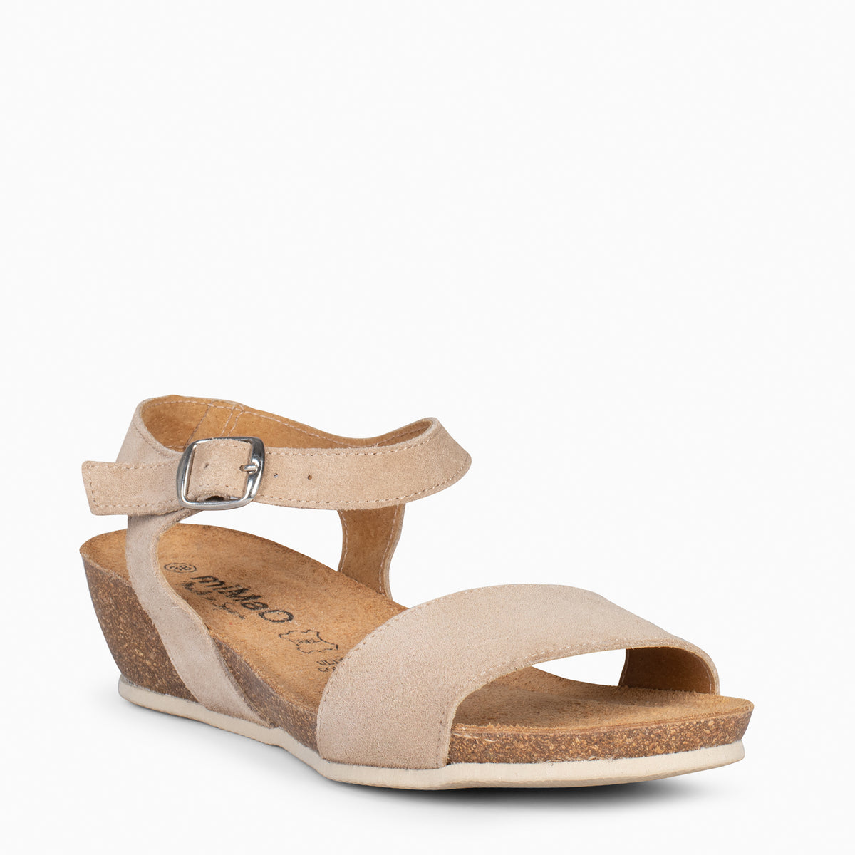 OAK – Sandalias Bio de serraje con cuña CAMEL