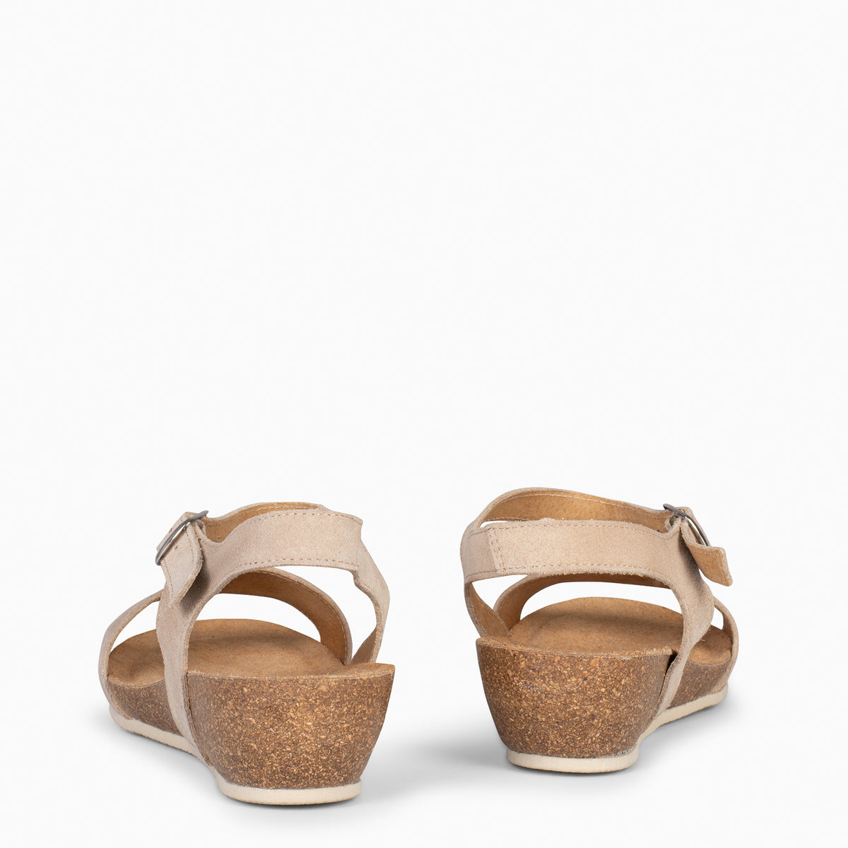 OAK – Sandalias Bio de serraje con cuña CAMEL