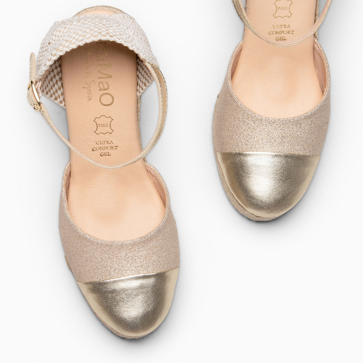 YAIZA – Espadrilles métallisées DORÉ