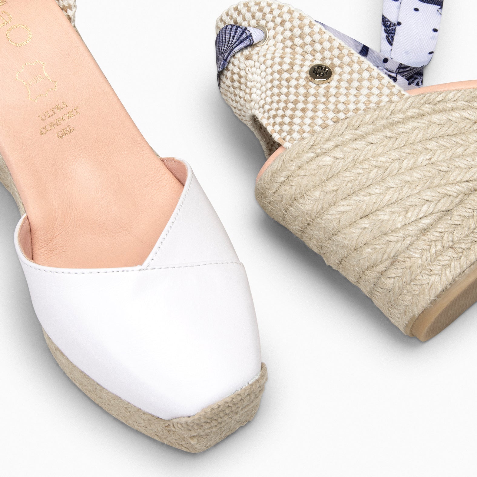 ARUBA – Espadrilles à talon BLANC avec laçage 