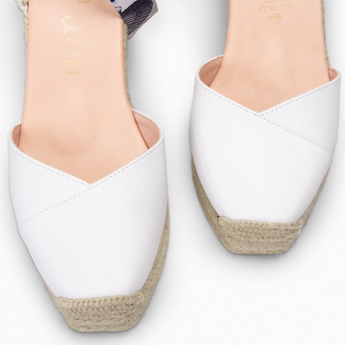 ARUBA - Cuñas de esparto con cintas estampadas BLANCO