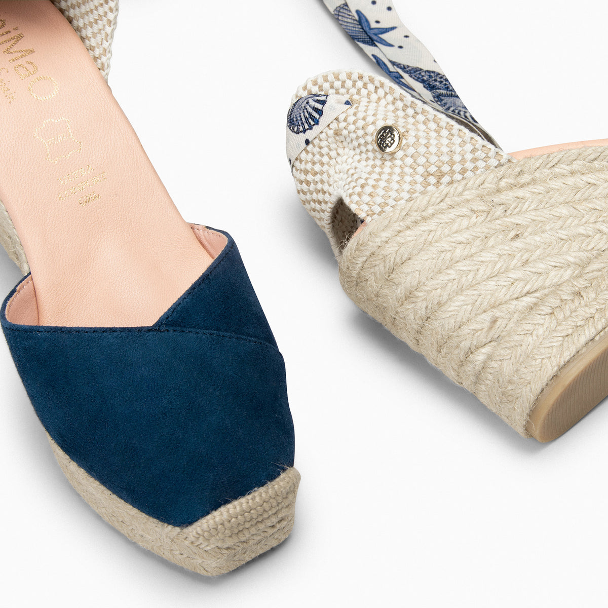 ARUBA – Espadrilles à talon BLEU MARINE avec laçage