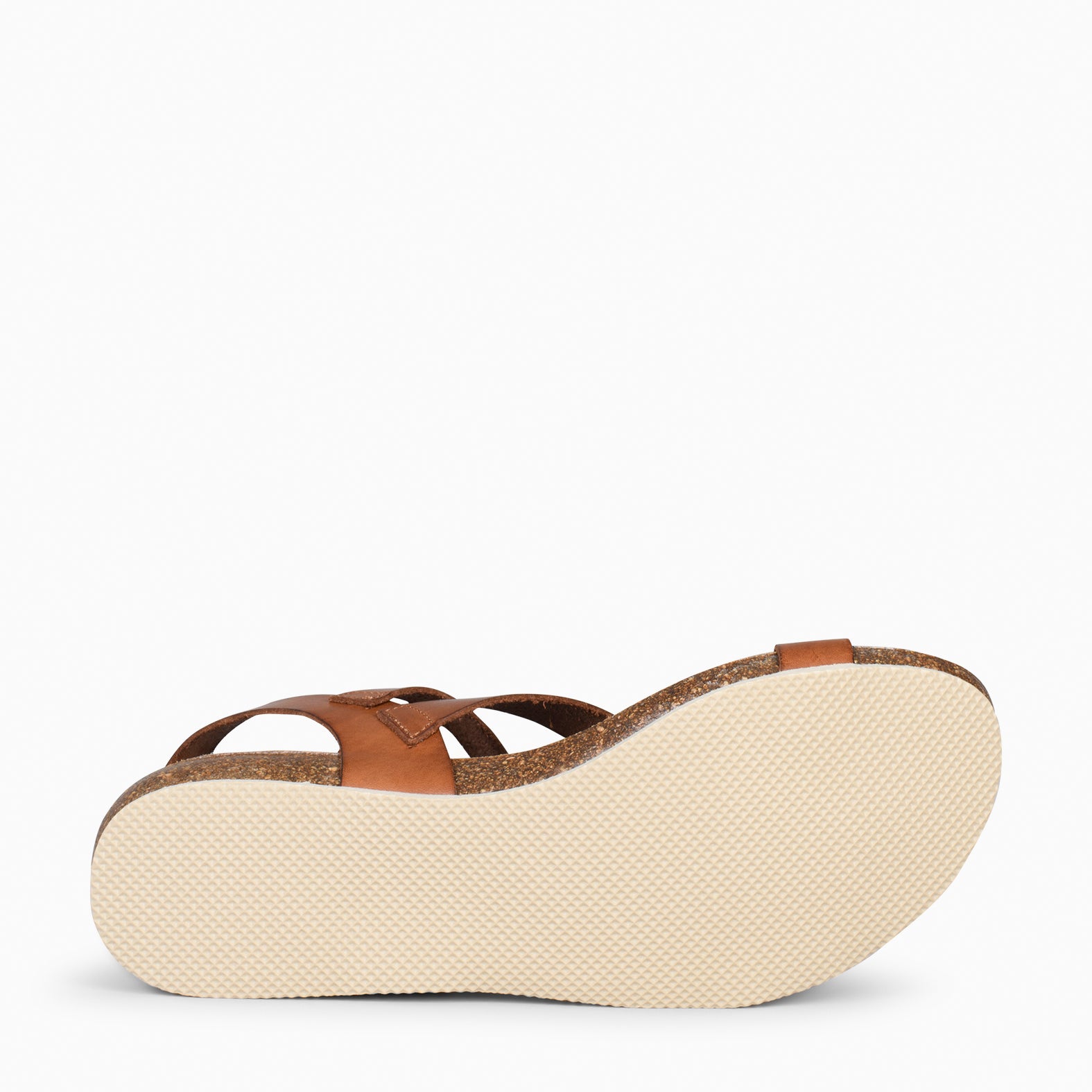 LIS - Sandales en cuir CAMEL et liège