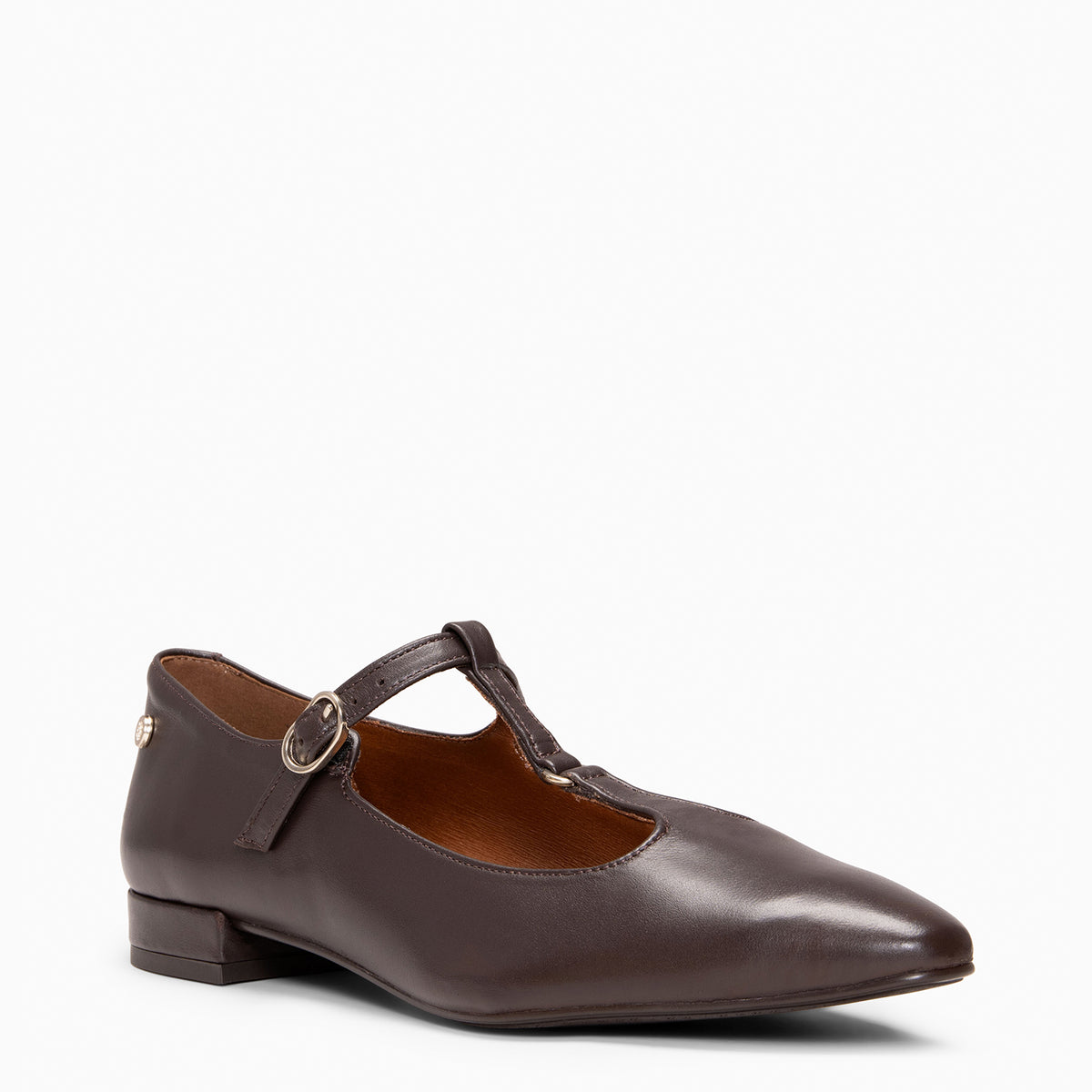 MAIKA - Chaussures salomés à petit talon en cuir MARRON