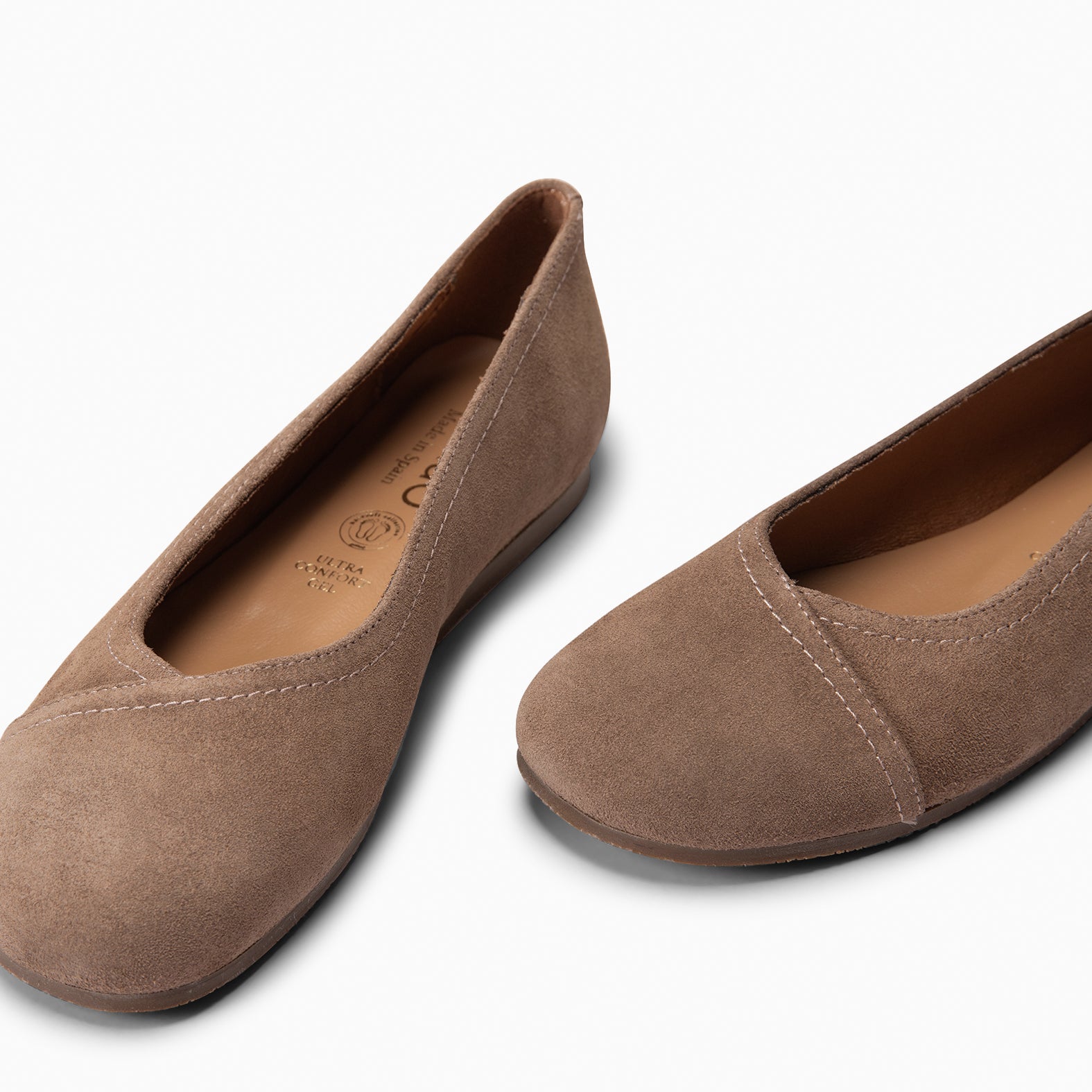 PLUMA - Bailarina baresoft de serraje en TAUPE - miMaO ®