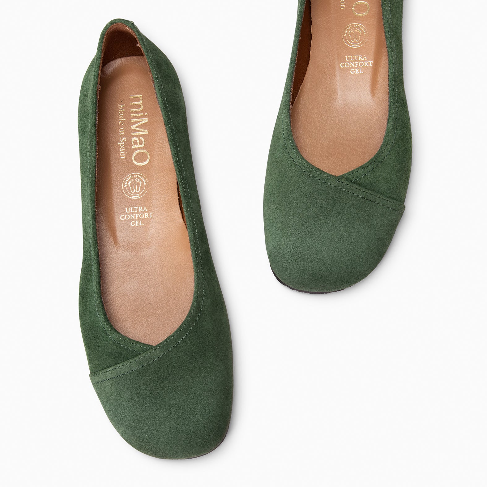 PLUMA - Bailarina baresoft de serraje en VERDE - miMaO ®