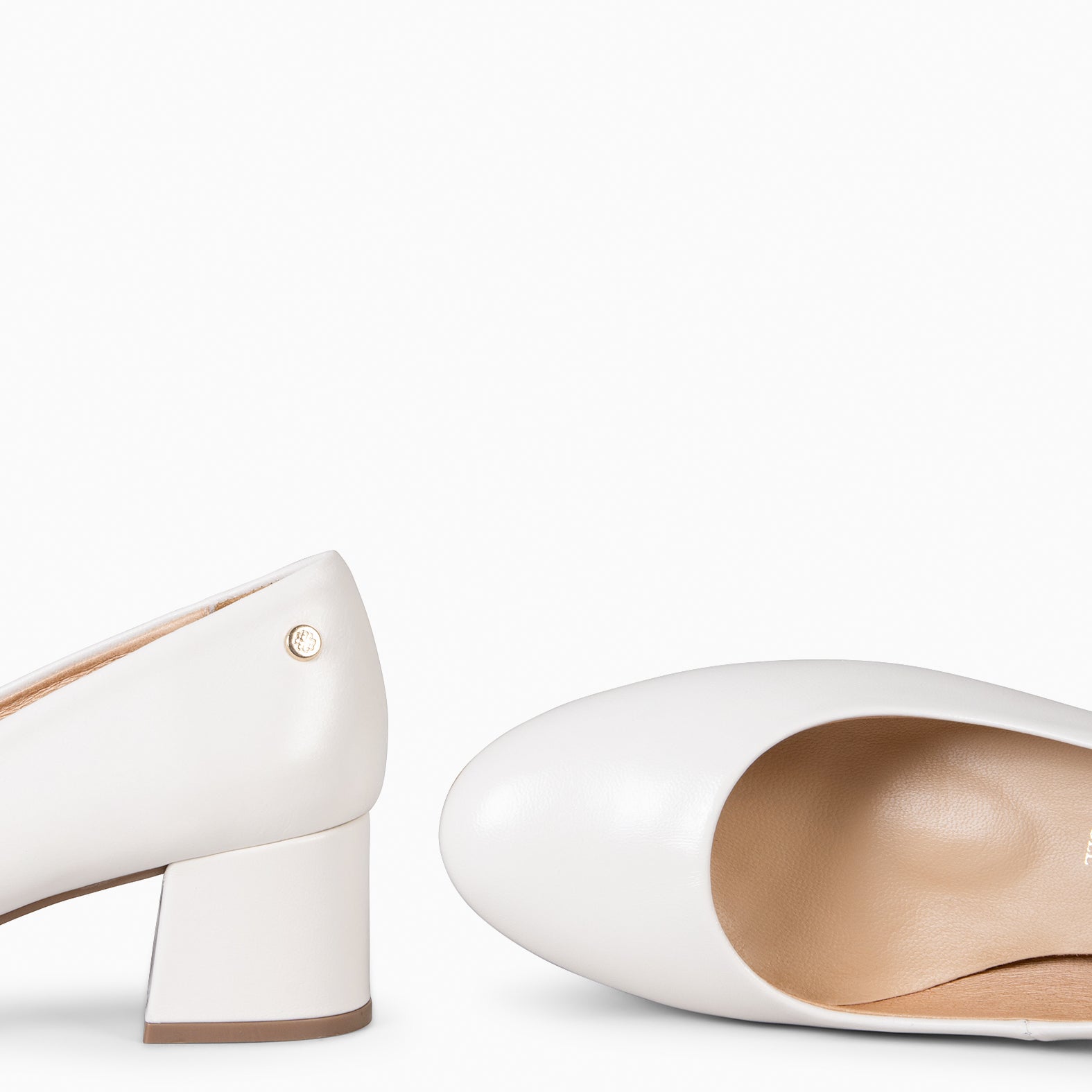 URBAN REDONDO SALÓN – Zapatos de tacón bajo de napa MARFIL - miMaO ®