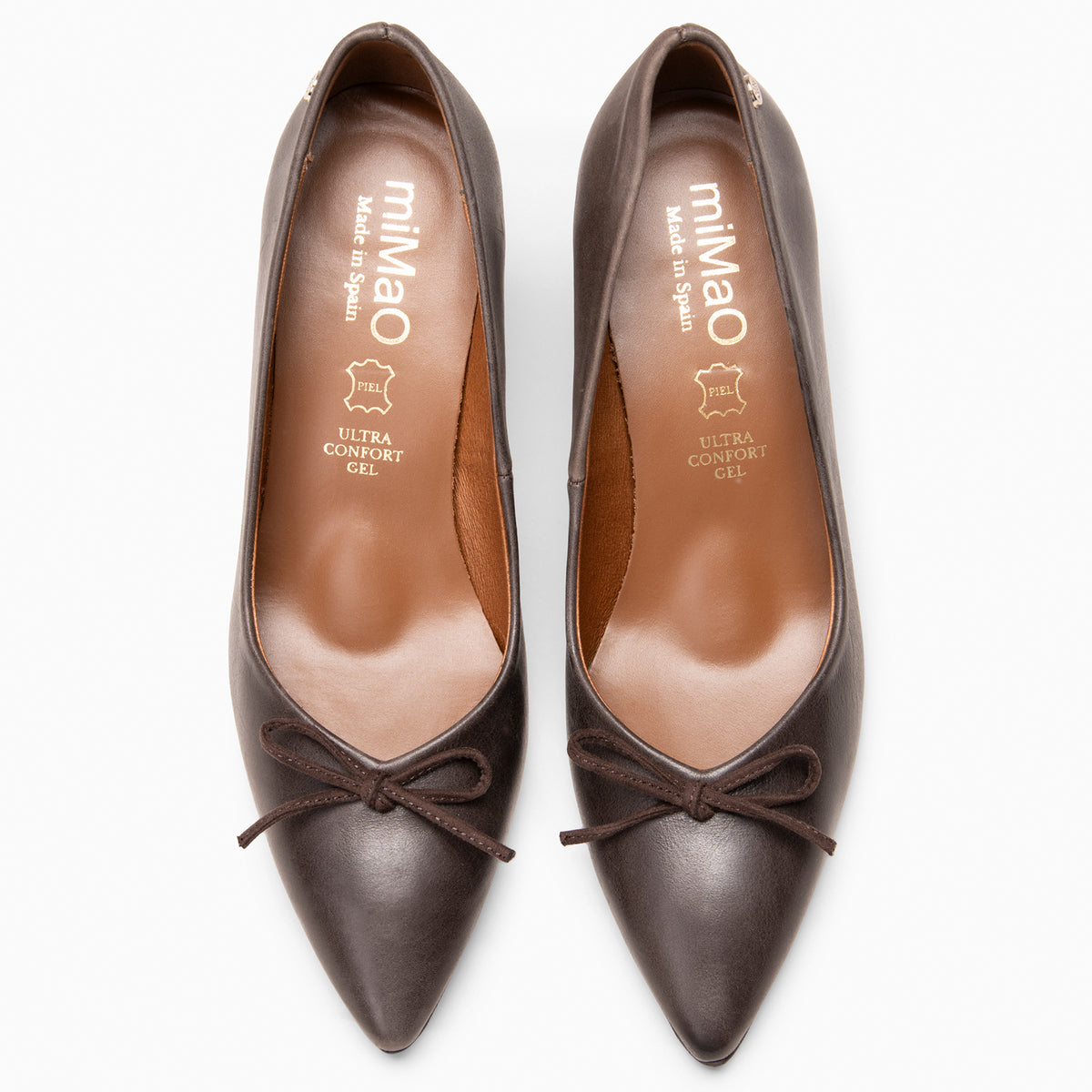 MONI - Zapatos de salón de tacón fino con lazo MARRON