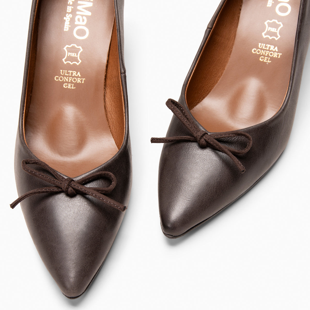 MONI - Zapatos de salón de tacón fino con lazo MARRON