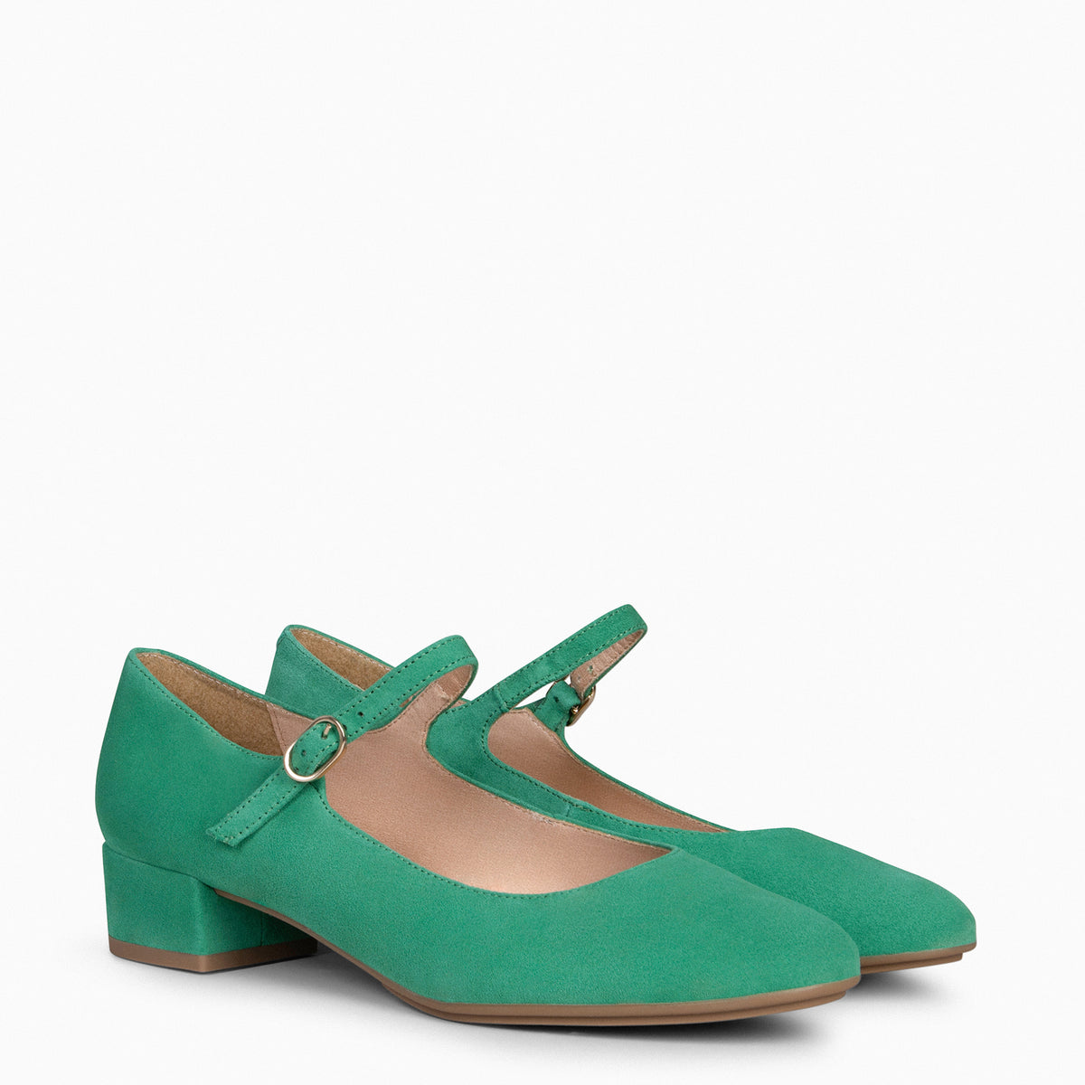 NORA – GREEN Mary-Janes with low heel 