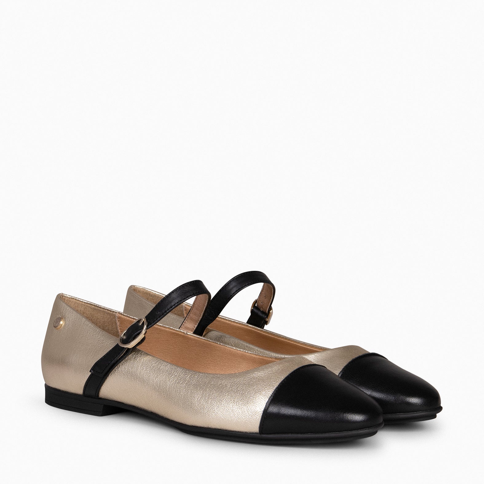 MORGANE -  GOLDEN FLAT SHOES WITH BUCKLE