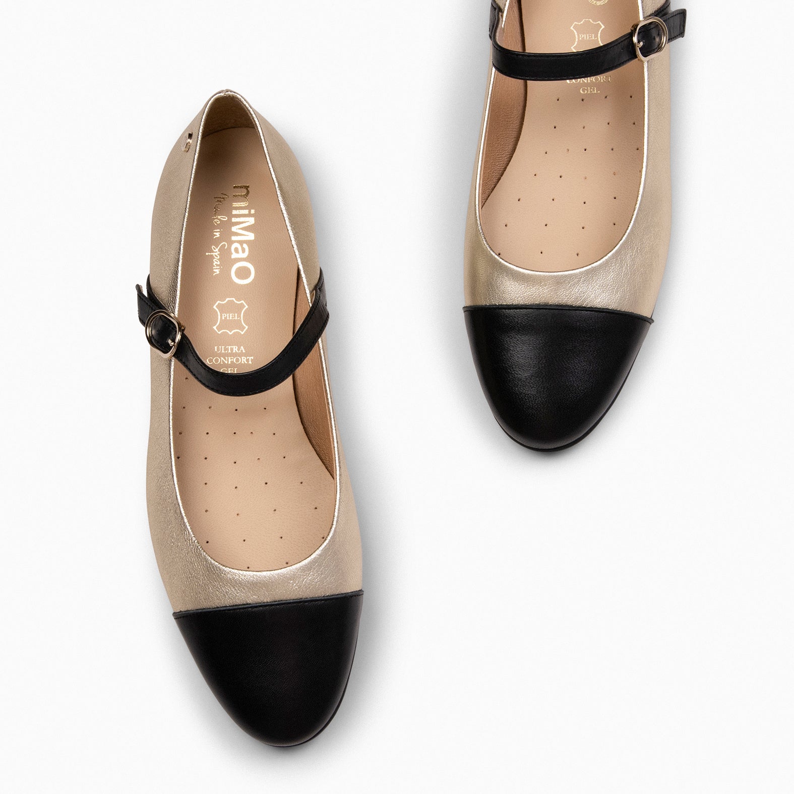 MORGANE -  GOLDEN FLAT SHOES WITH BUCKLE