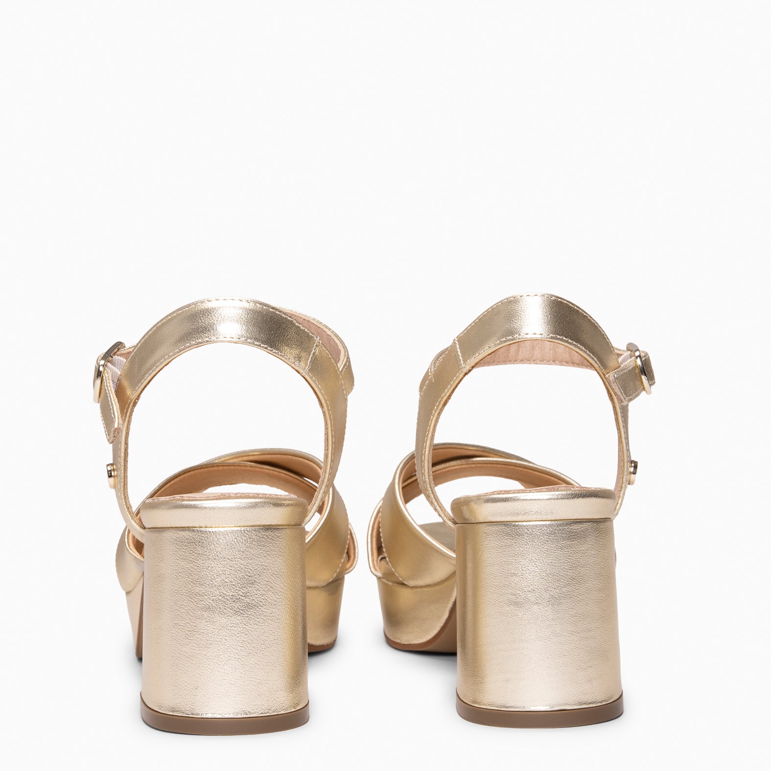 CERDEÑA - GOLDEN Platform wide-heeled sandal