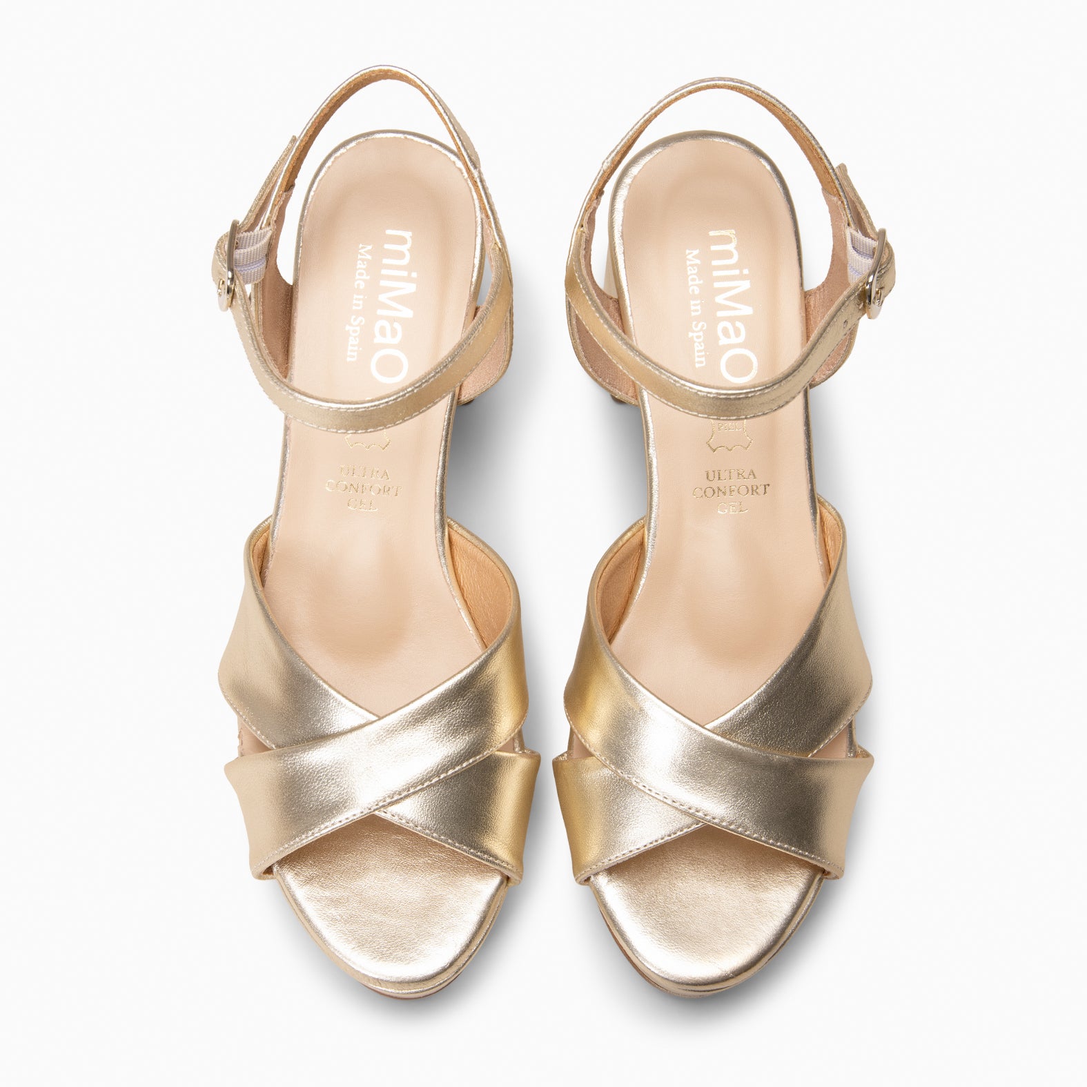 CERDEÑA - GOLDEN Platform wide-heeled sandal