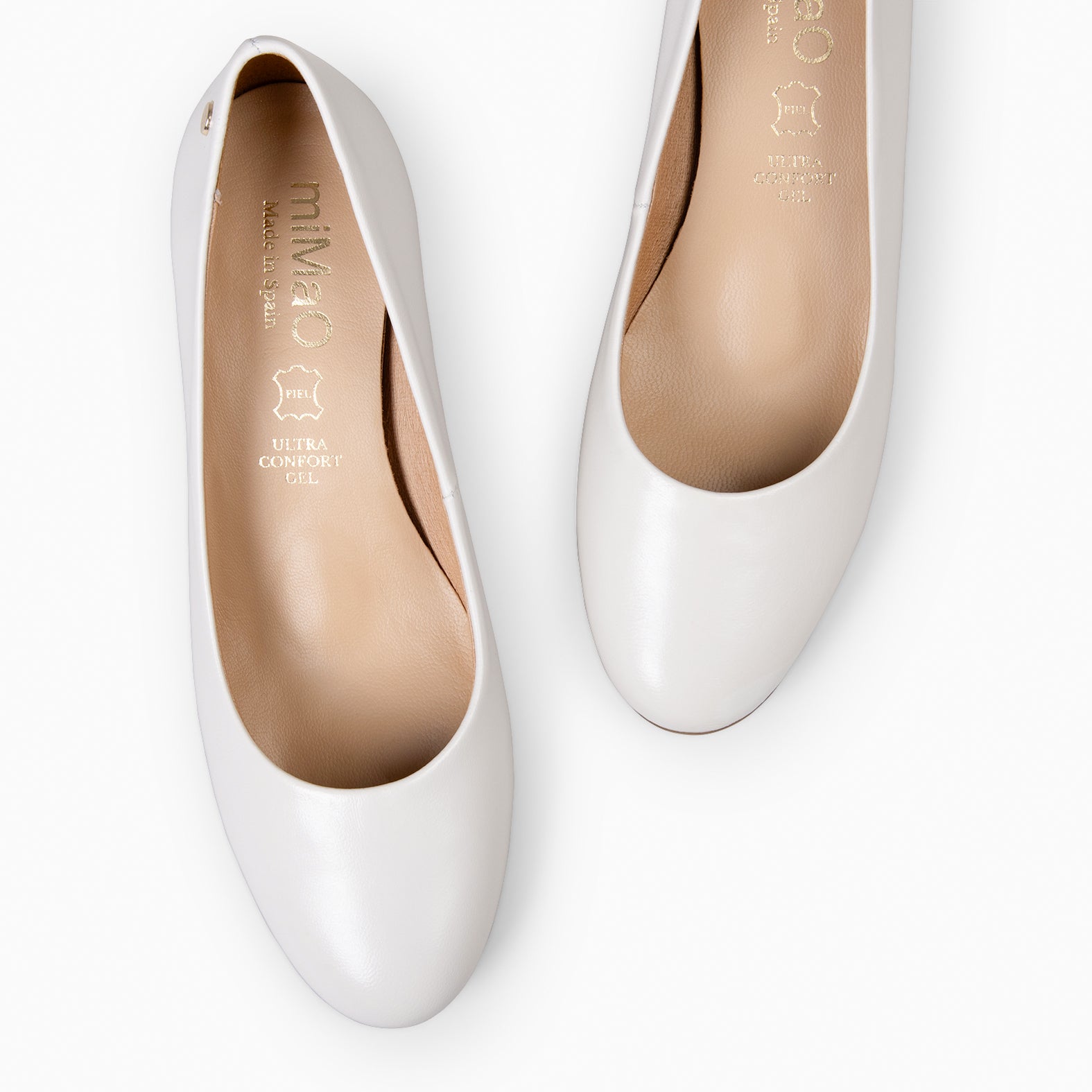 URBAN REDONDO SALÓN – Zapatos de tacón bajo de napa MARFIL - miMaO ®