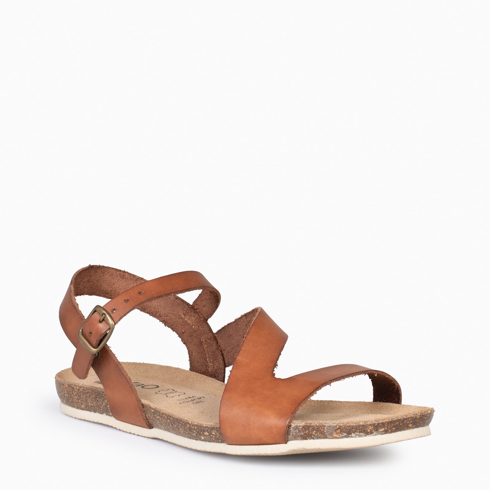 LIS - Sandales en cuir CAMEL et liège