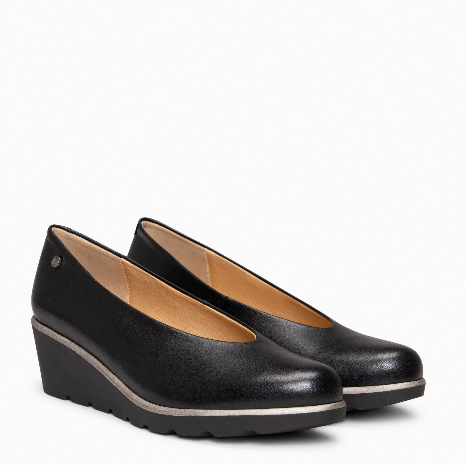IRIS - NAVY wedge ballerina leather