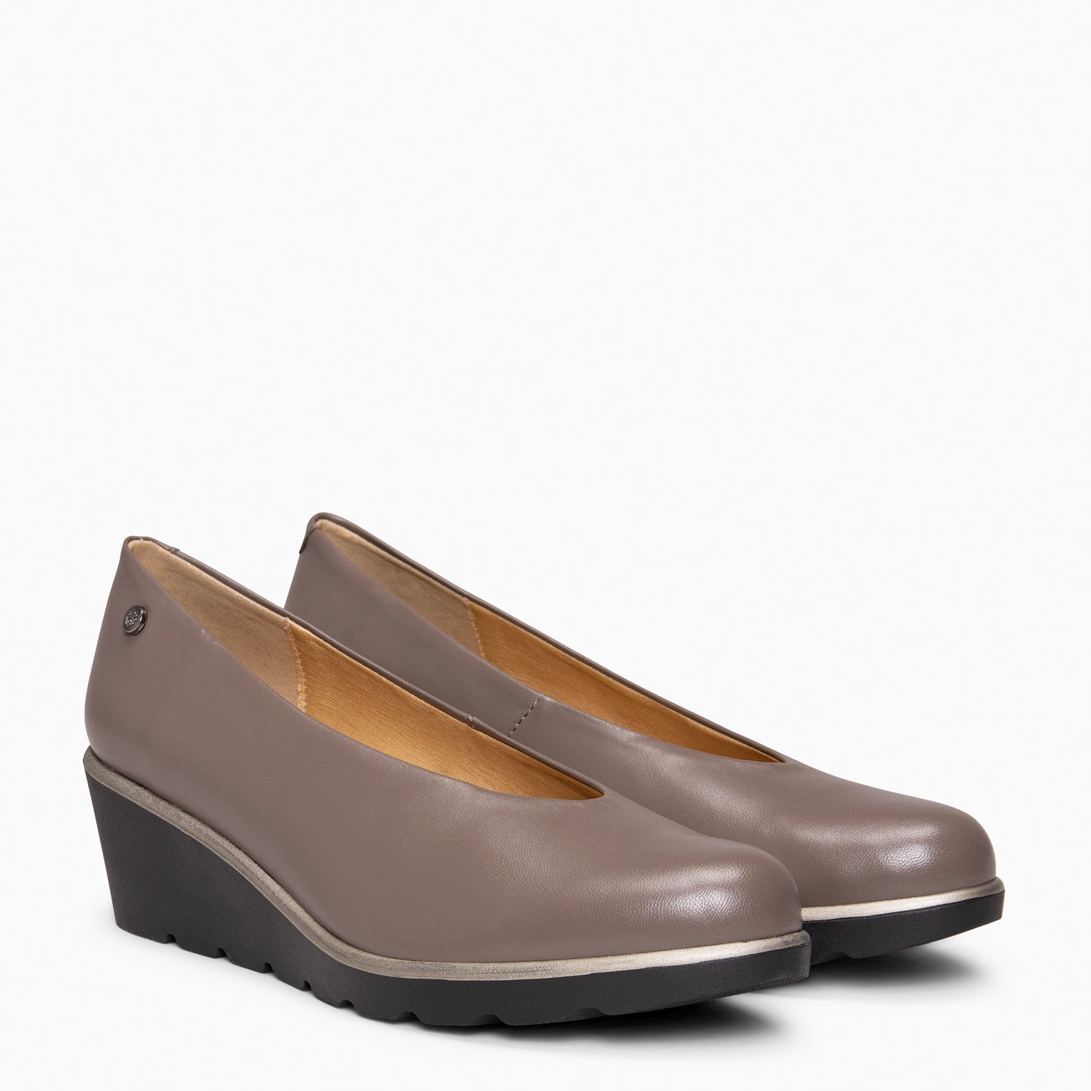IRIS - TAUPE wedge ballerina leather