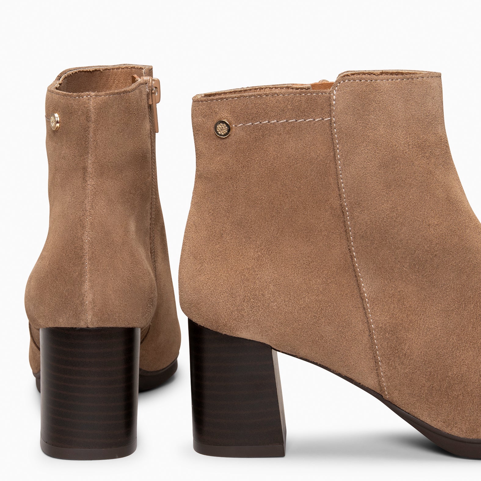 CITY - Botines de tacón ancho y punta fina TAUPE - miMaO ®