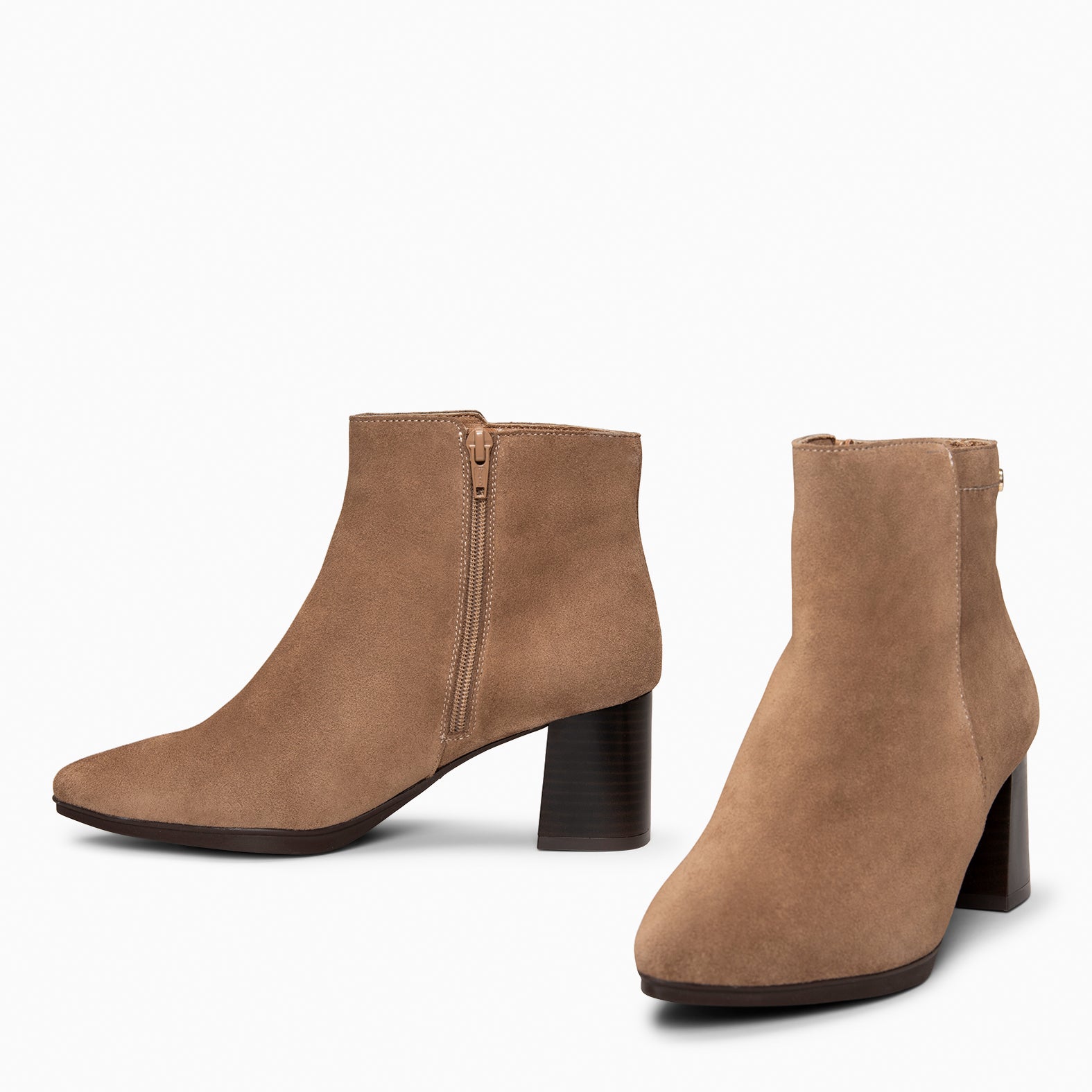 CITY - Botines de tacón ancho y punta fina TAUPE - miMaO ®