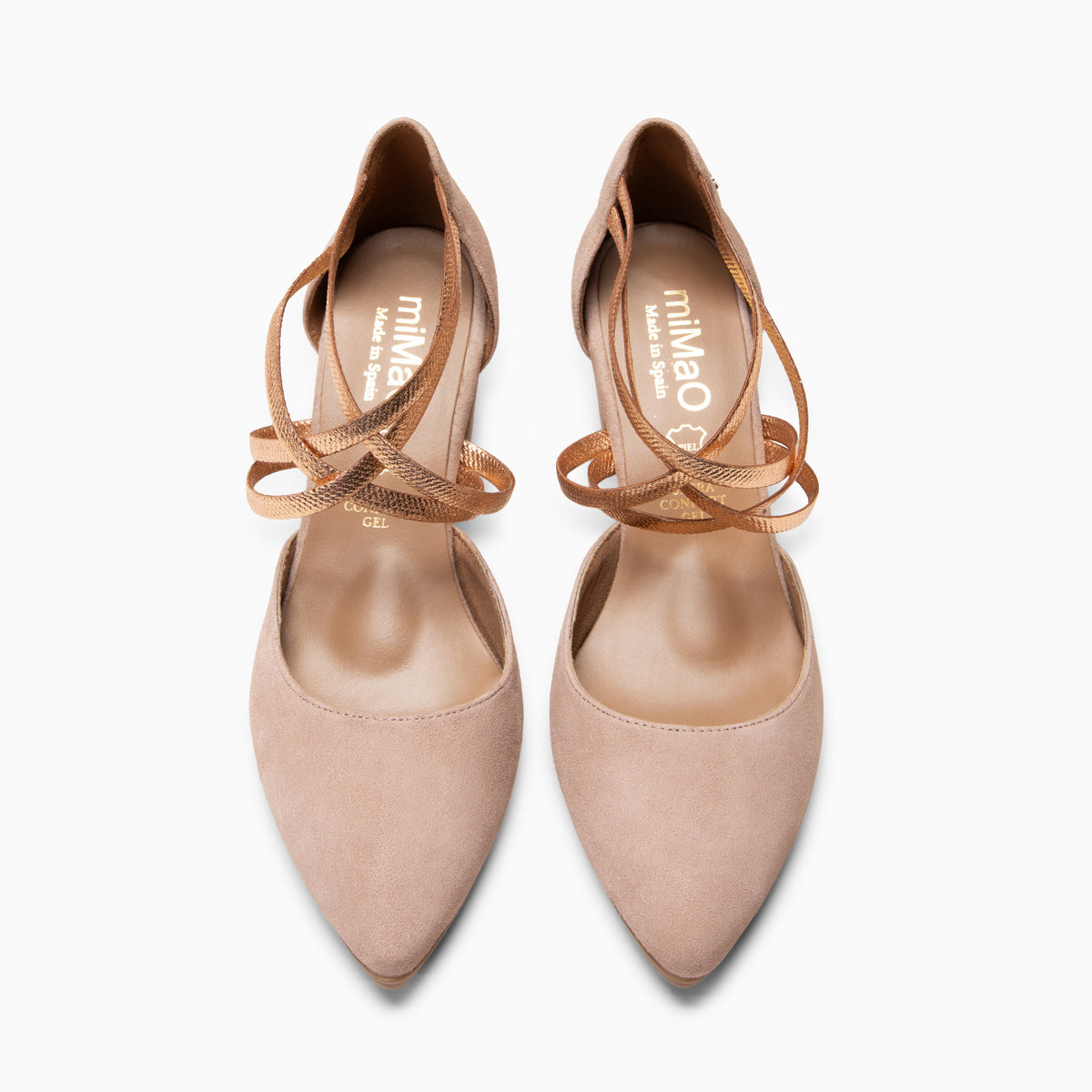 CINDY - Zapatos de tacón con tiras elásticas cruzadas NUDE METAL