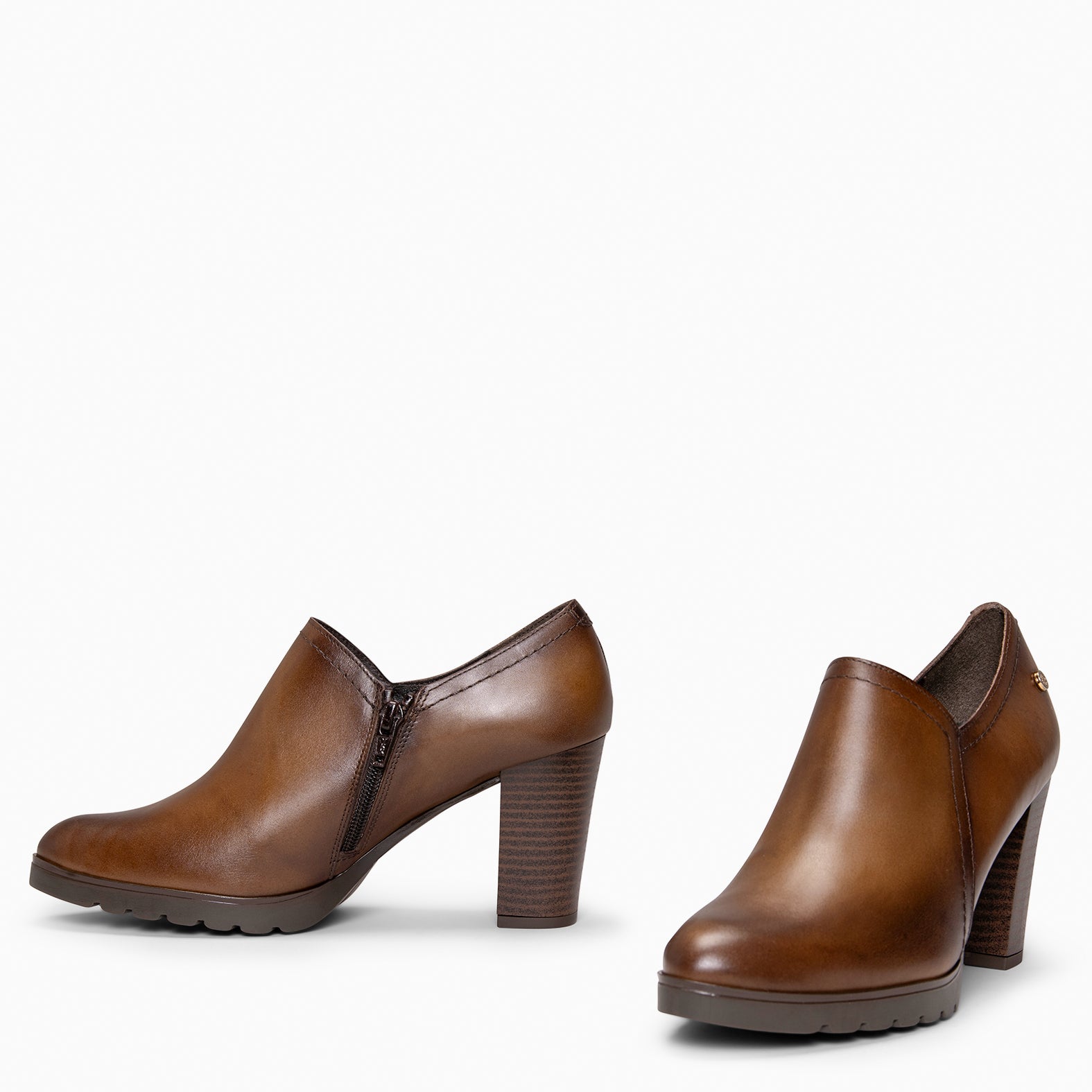 DAYANA - Botines de tacón alto de piel TAUPE
