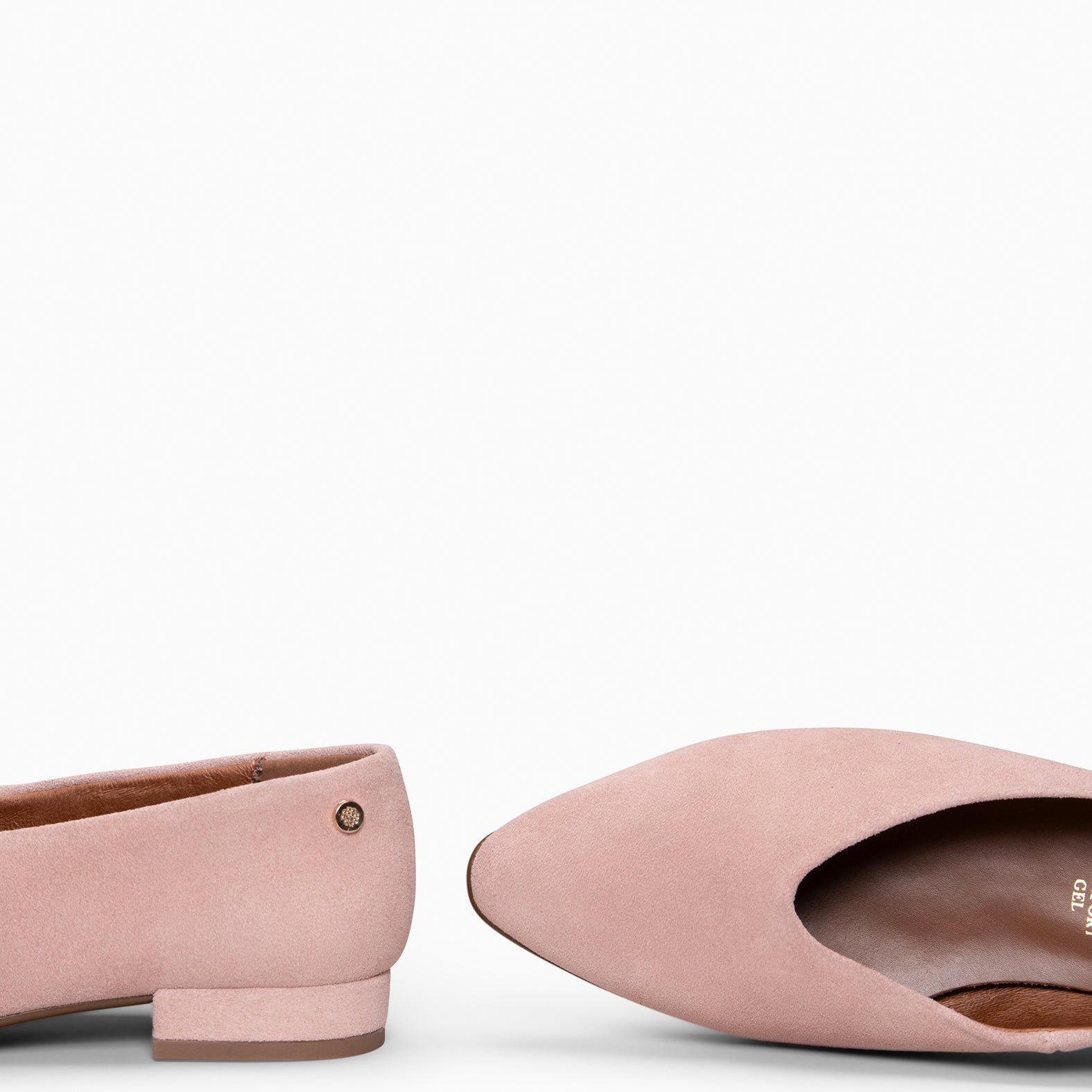 URBAN LACY - Bailarina con tacón bajo en piel de serraje NUDE - miMaO ®