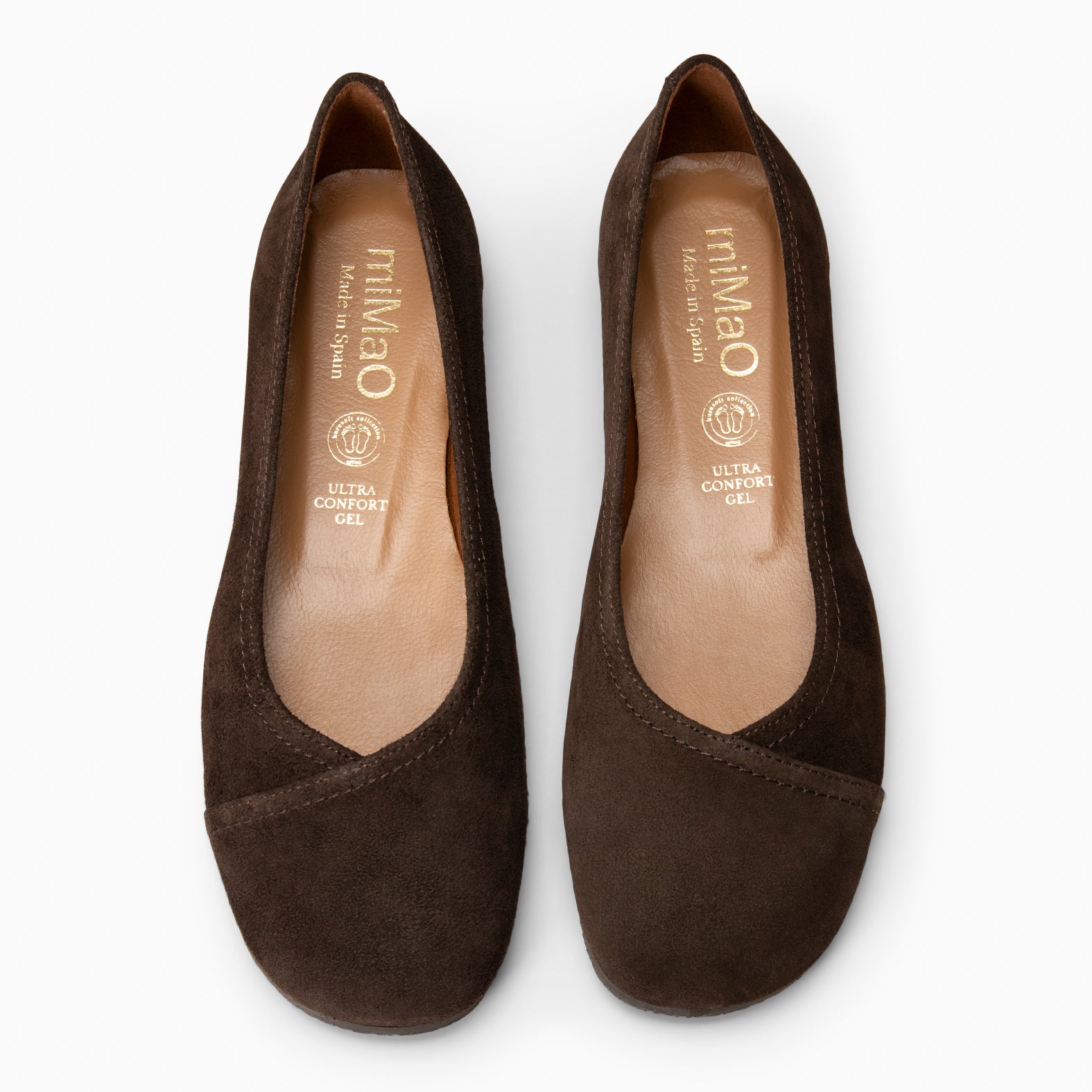 PLUMA - Bailarina baresoft de serraje en MARRON - miMaO ®
