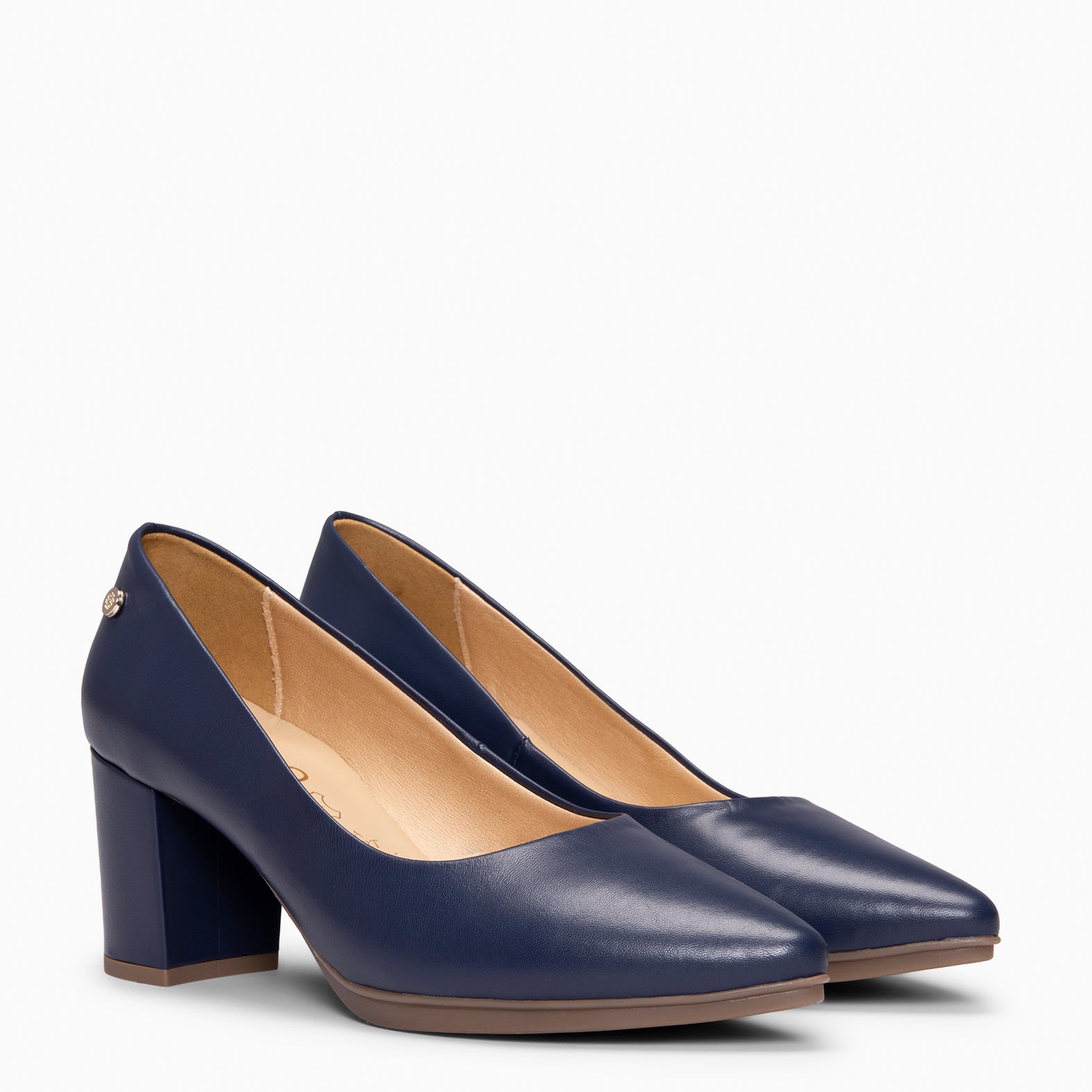 URBAN S SALON - Escarpins à talon moyen en cuir BLEU MARINE