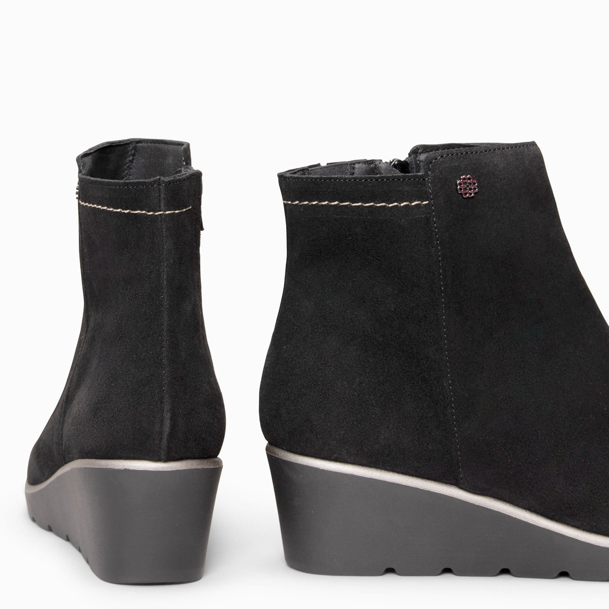 LULEA - Botines con cuña de piel hidrófugos NEGRO