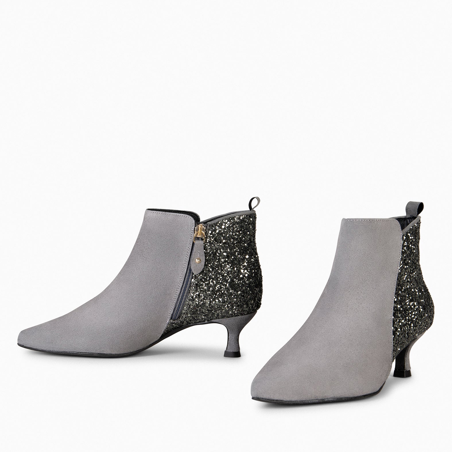 ROYAL GLITTER – GREY Low-heel booties