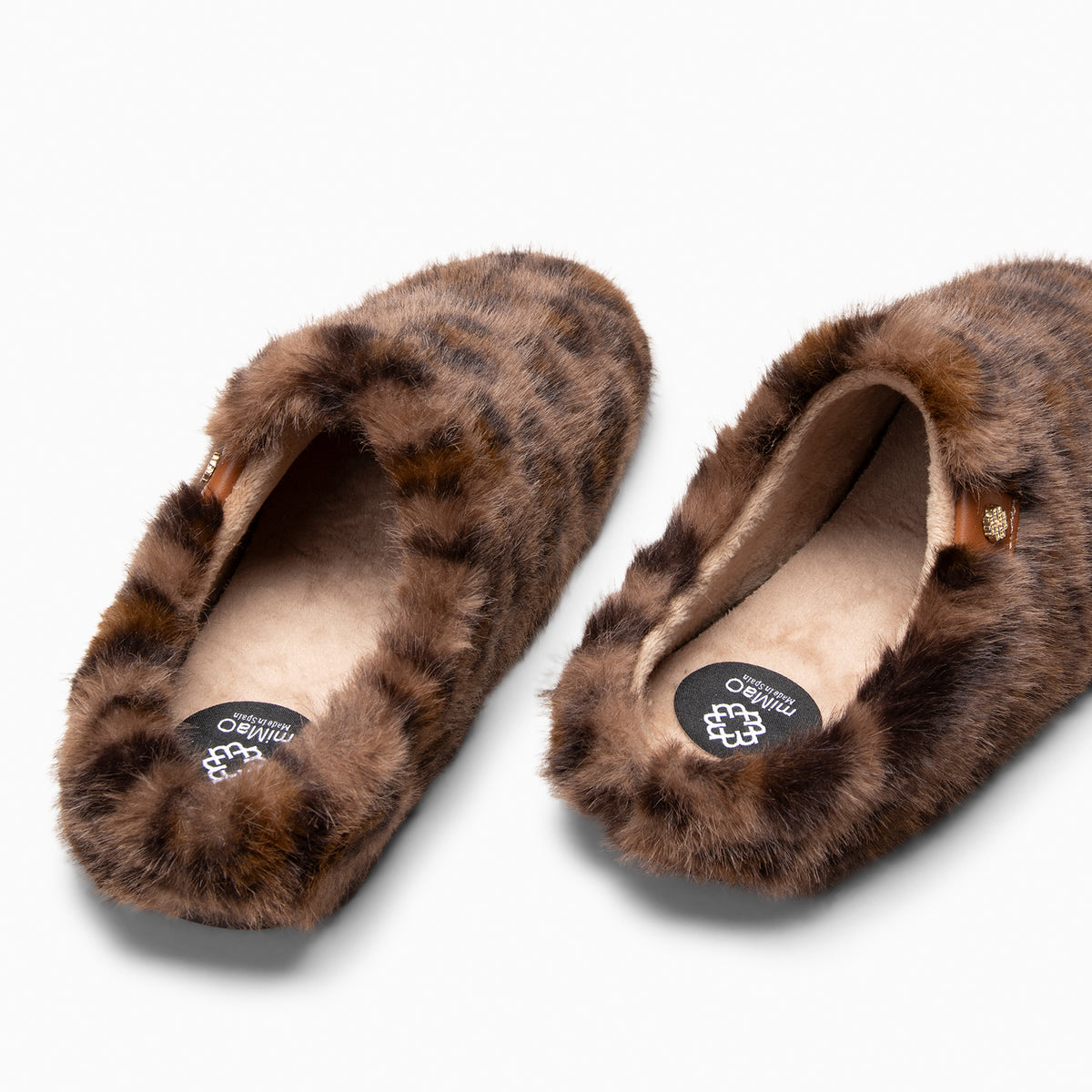 KOMFY DREAMS - Zapatillas de estar por casa ultra suaves LEOPARDO MARRON