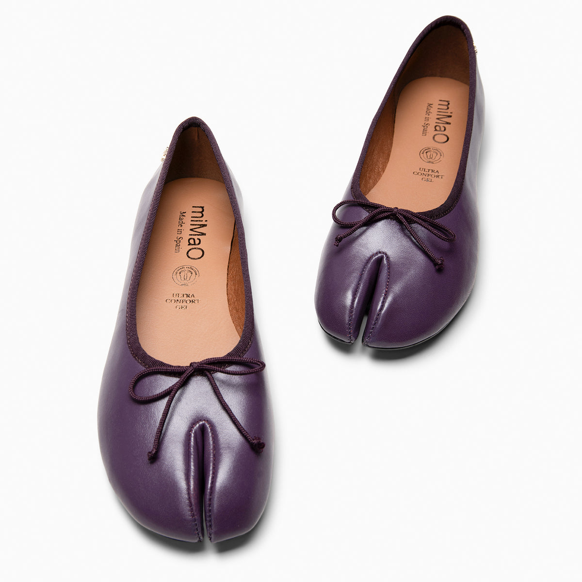 AMAYA - Bailarinas Tabi de piel MORADO