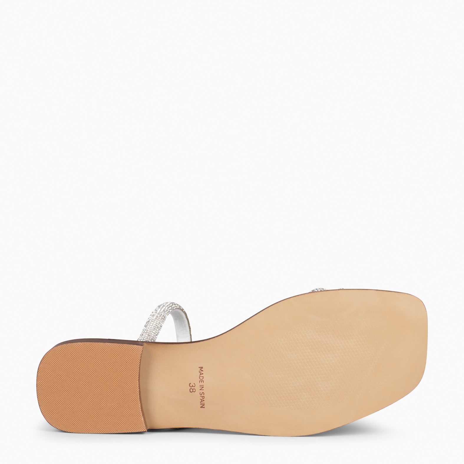 TALLIN - SILVER Flat Sandals with strass straps